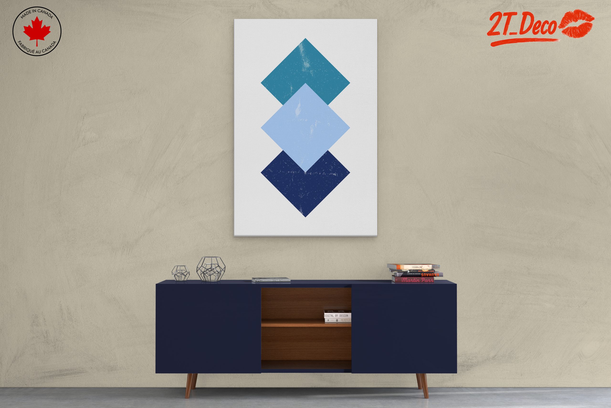 Geometric Blue Tones Abstract Art - Image 3