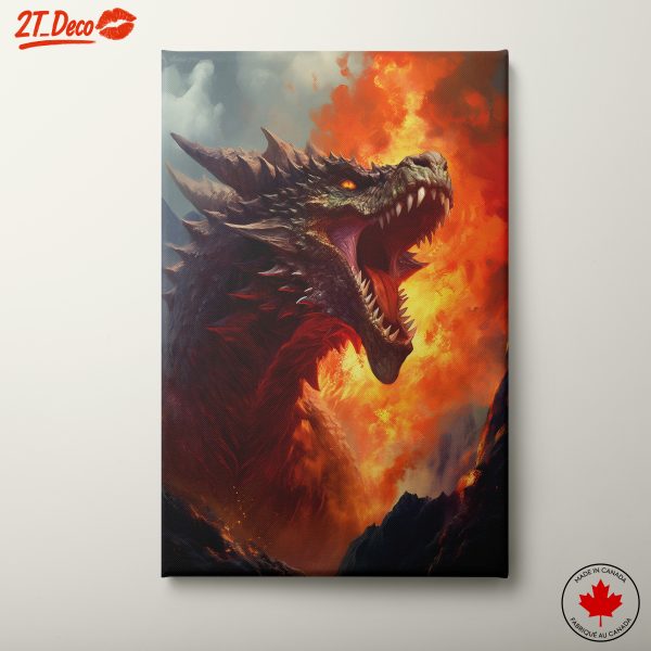Majestic Dragon in Fiery Landscape