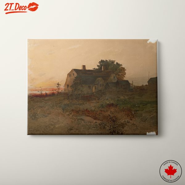 Serene Sunset Landscape Featuring a House