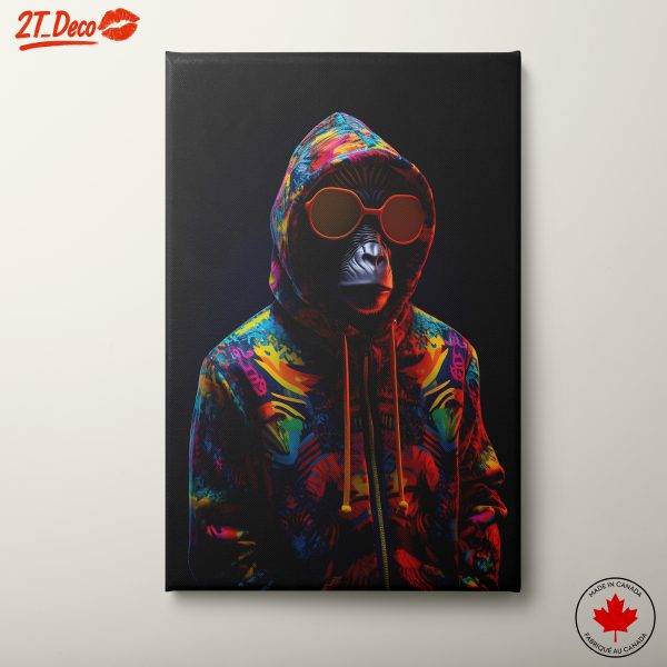 Stylish Monkey Wearing Vibrant Hoodie