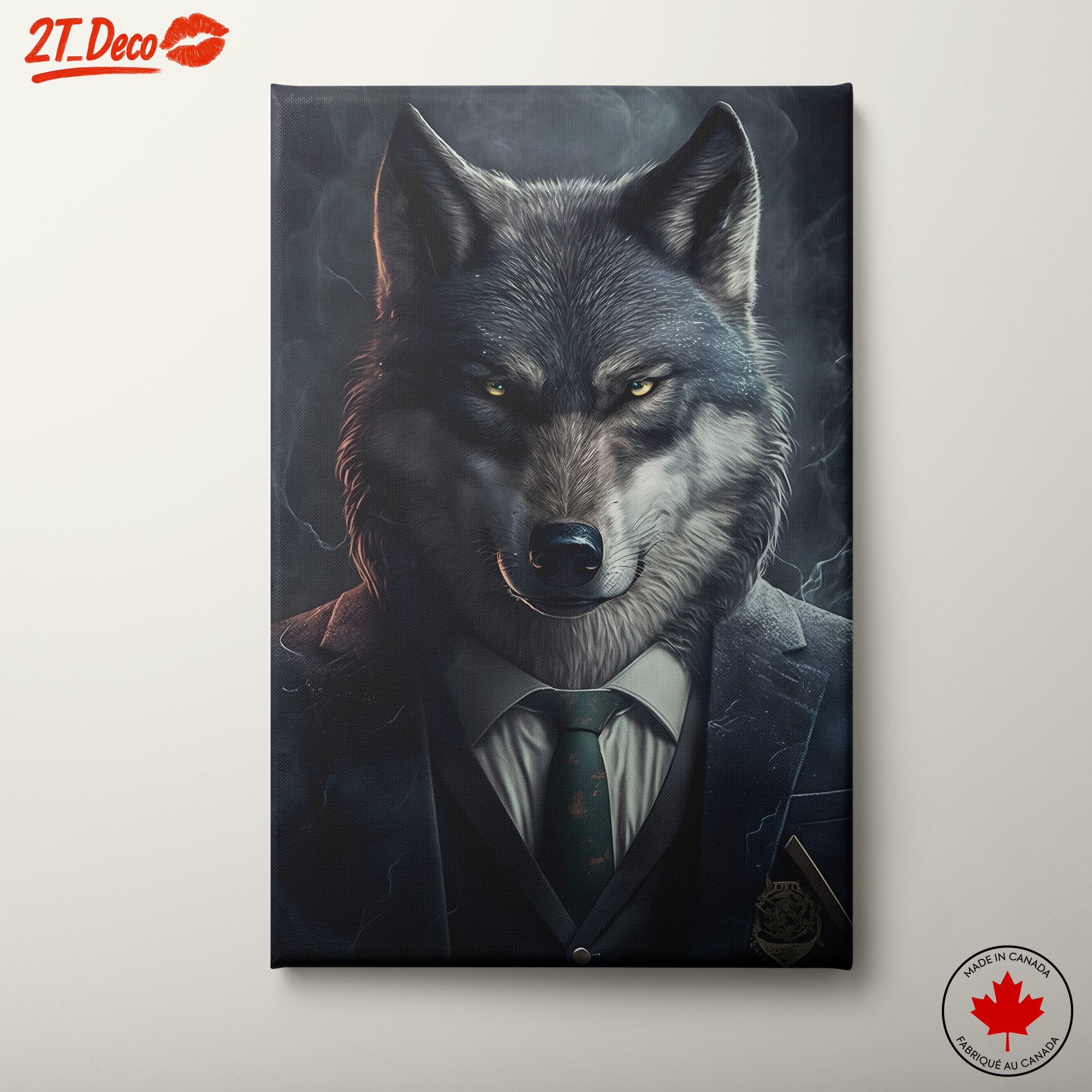 Stylized Wolf Character in Suit Art