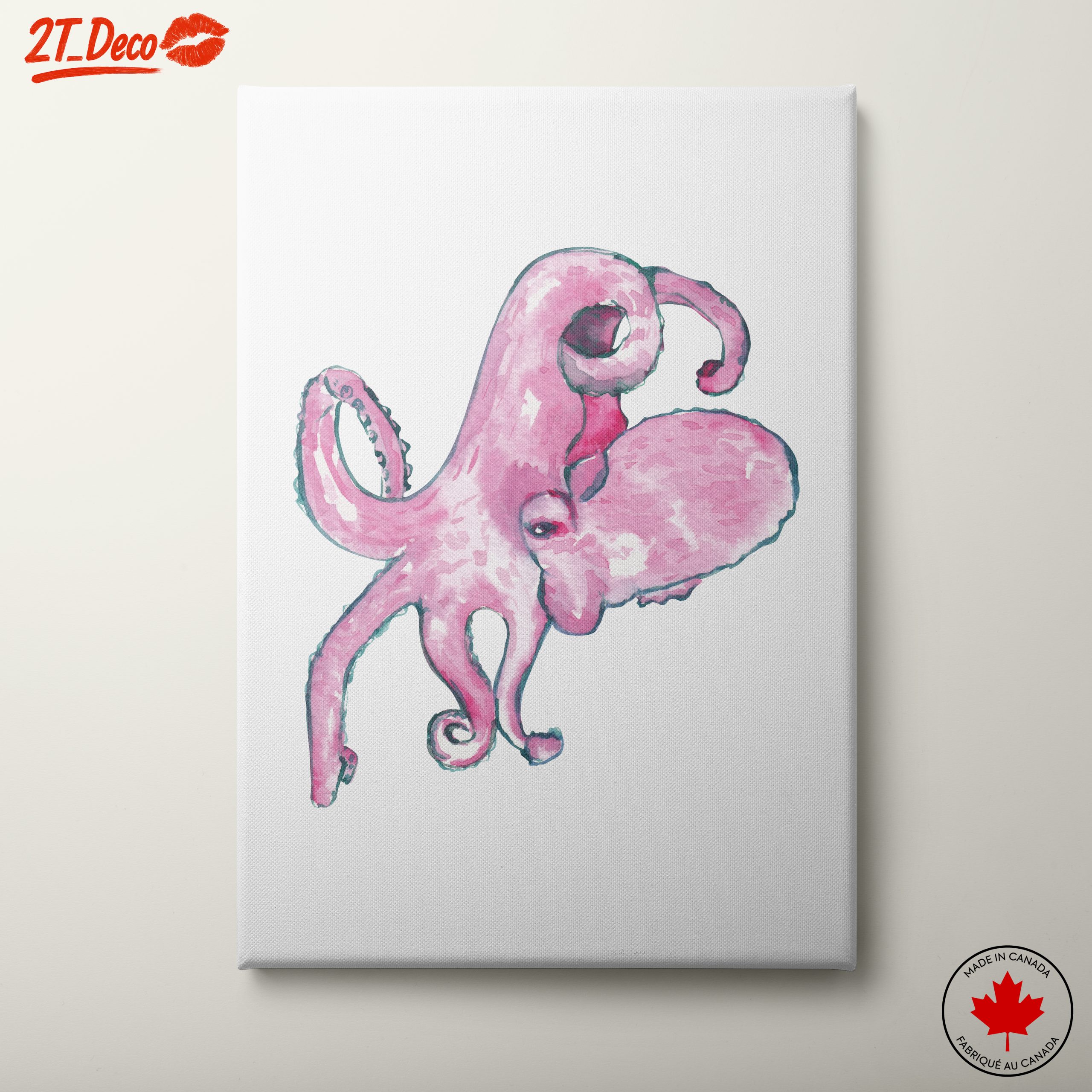 Abstract Pink Octopus Art