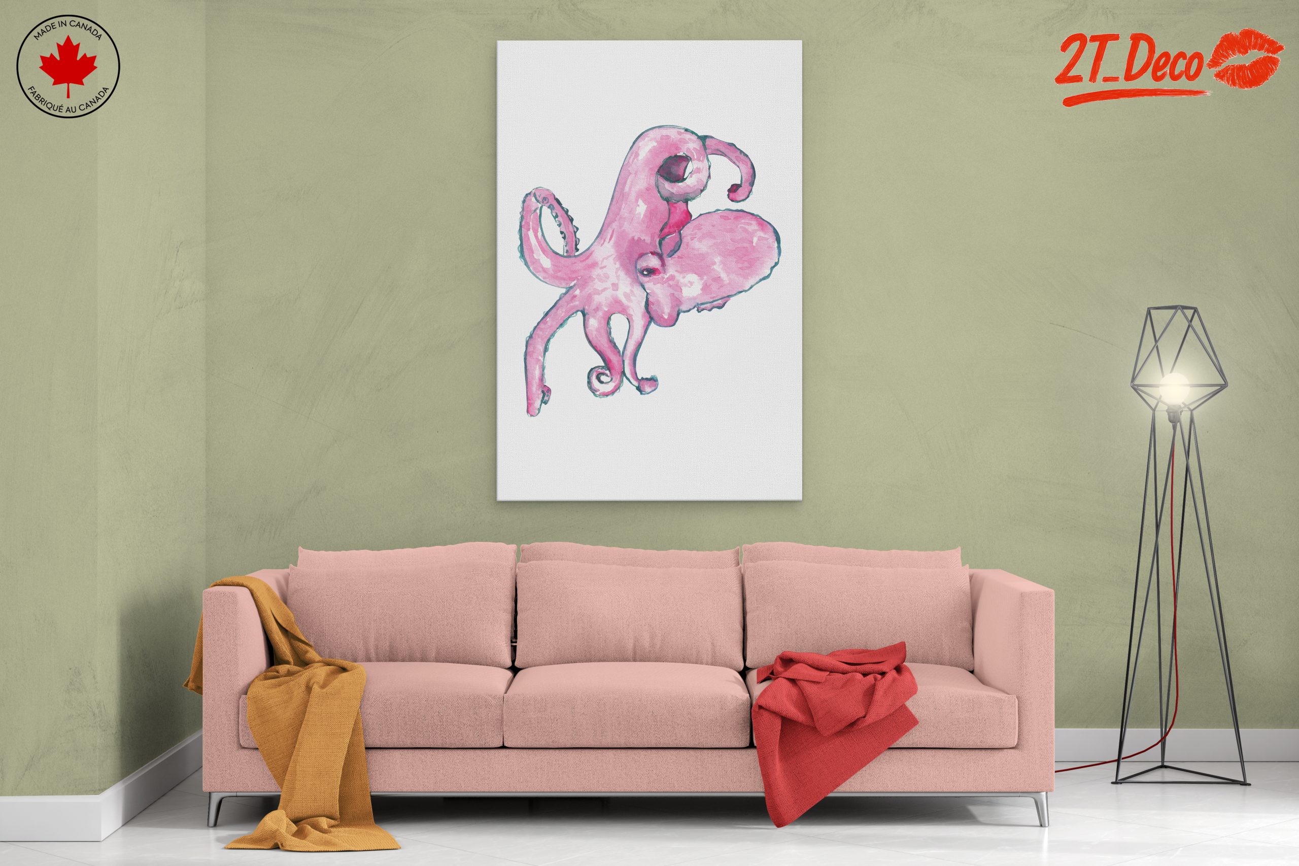 Abstract Pink Octopus Art - Image 2