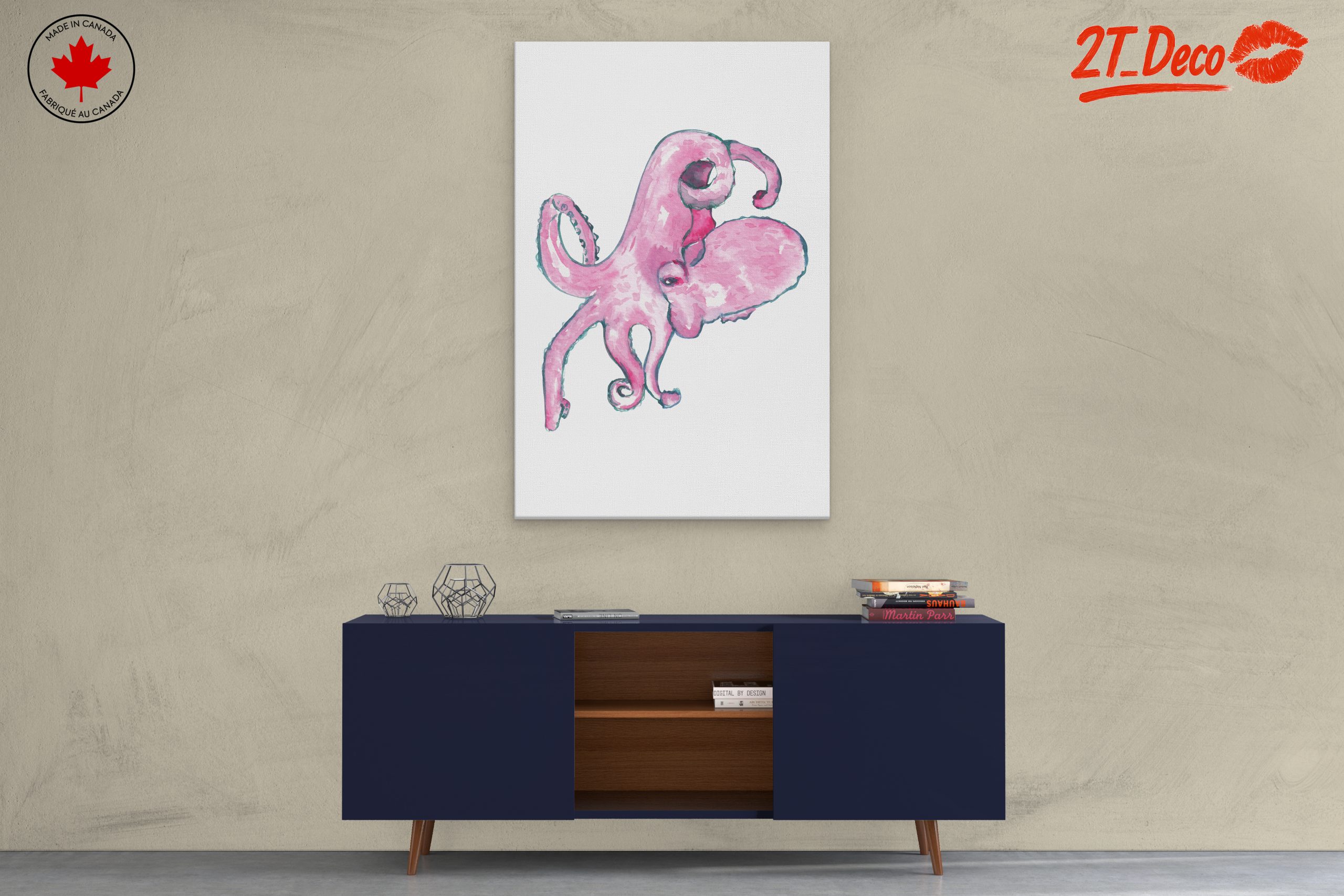 Abstract Pink Octopus Art - Image 3