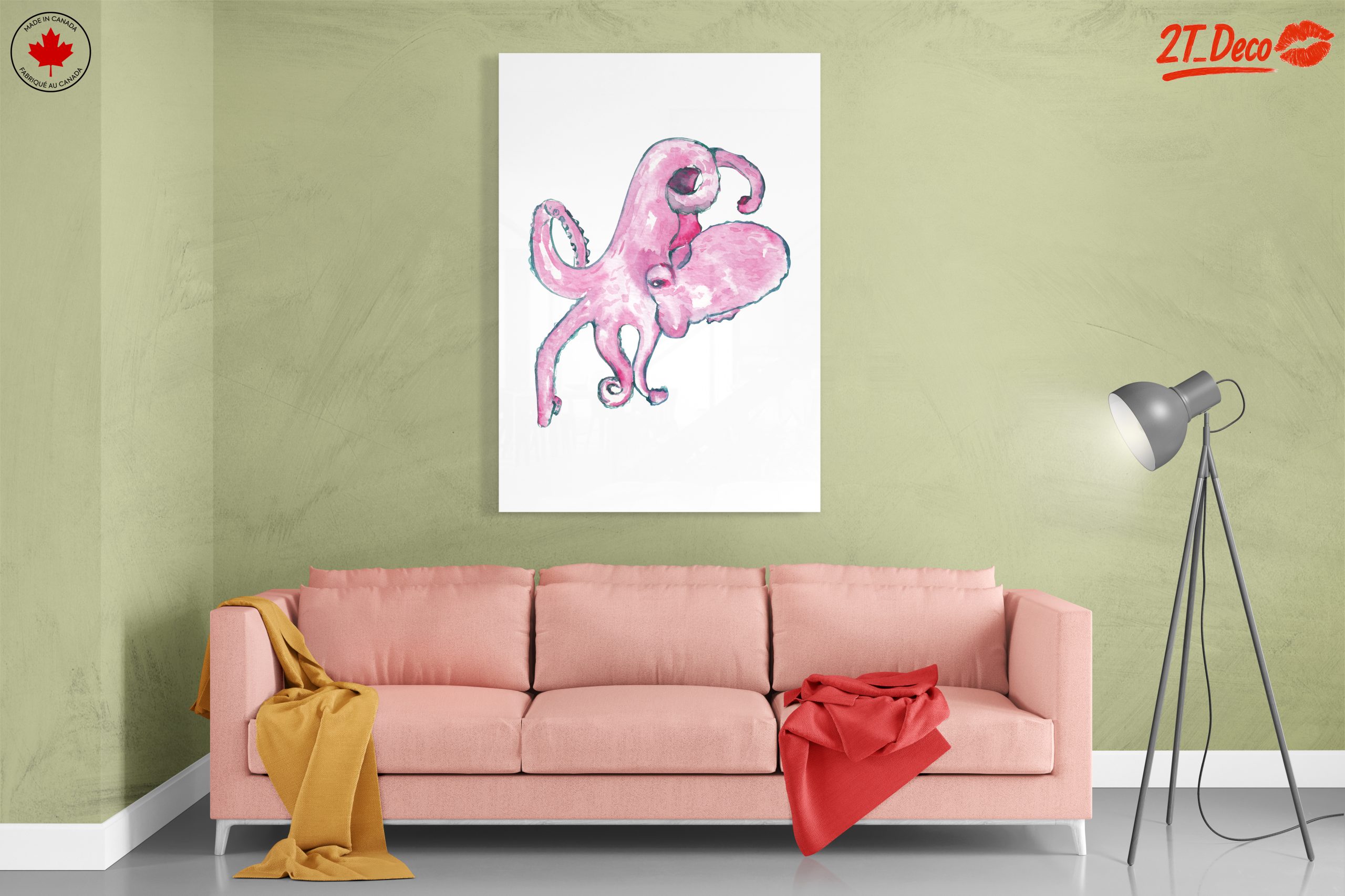 Abstract Pink Octopus Art - Image 7
