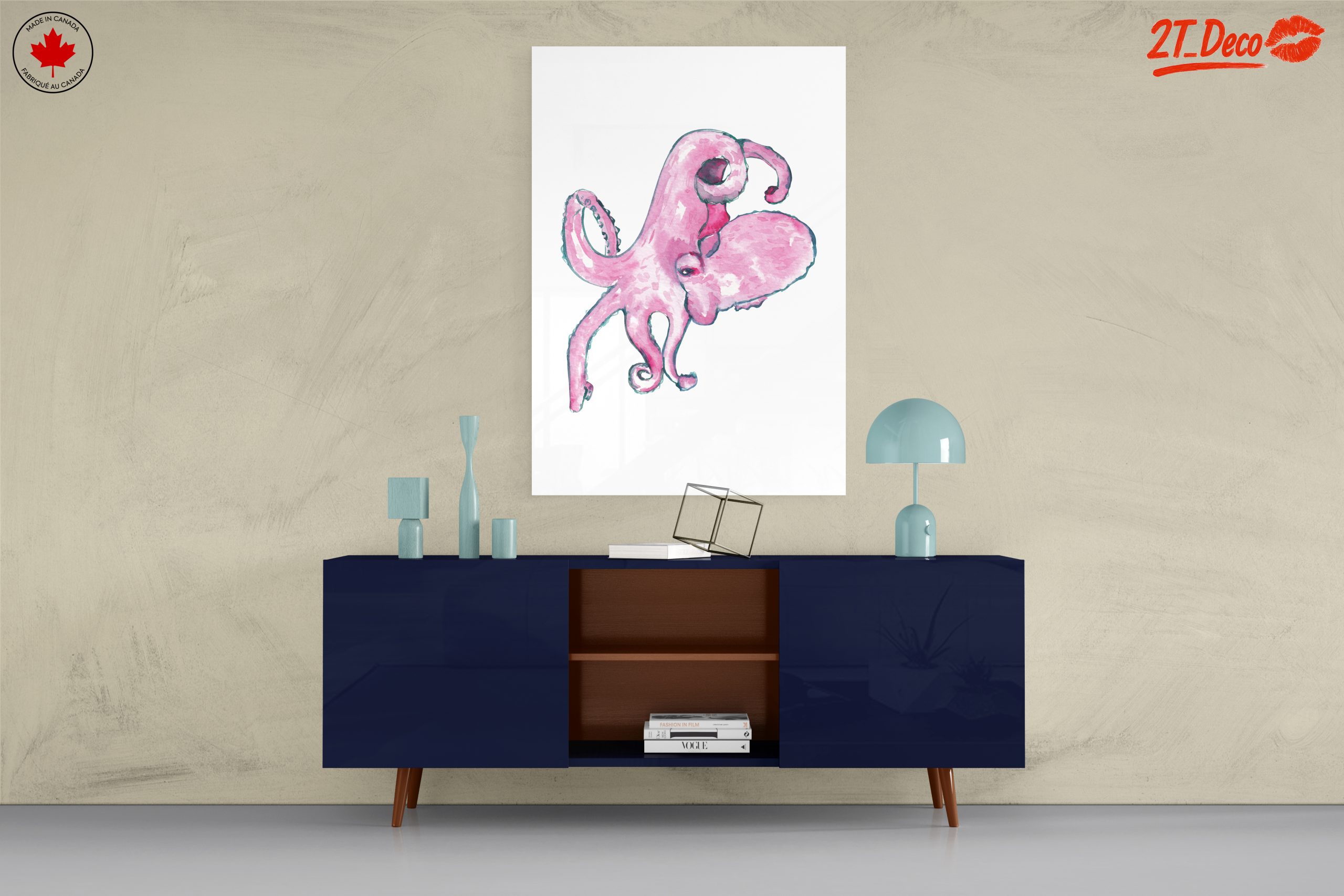 Abstract Pink Octopus Art - Image 8