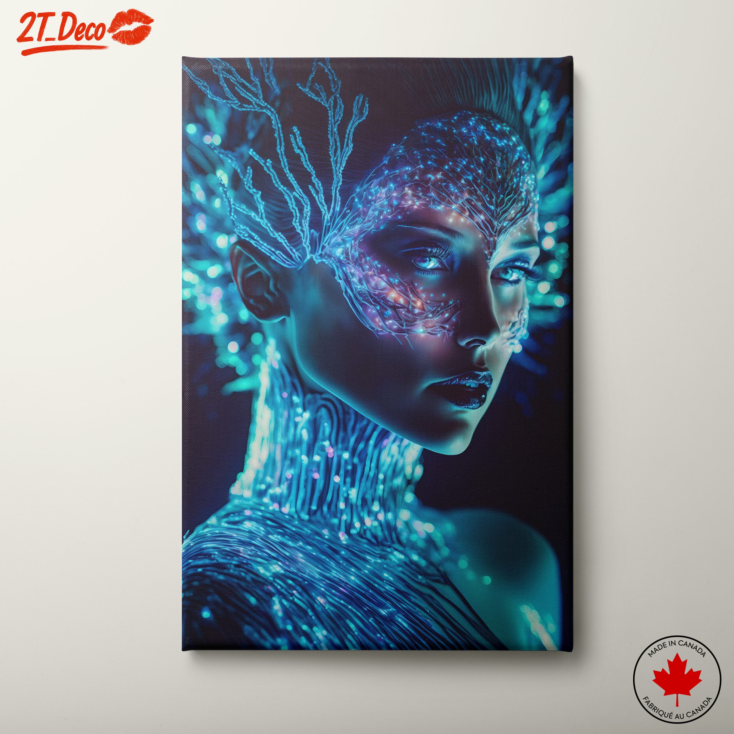 Glowing Character Portrait with Neon Elements