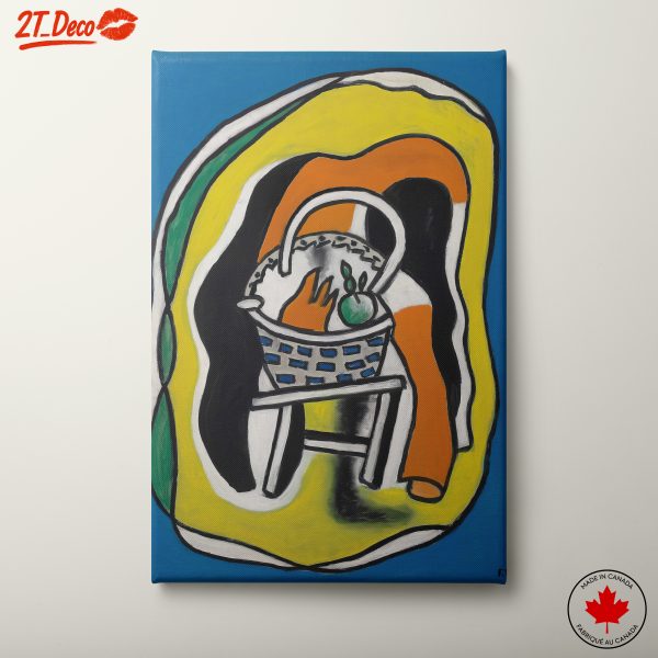 Vibrant Abstract Art with Fruit Basket