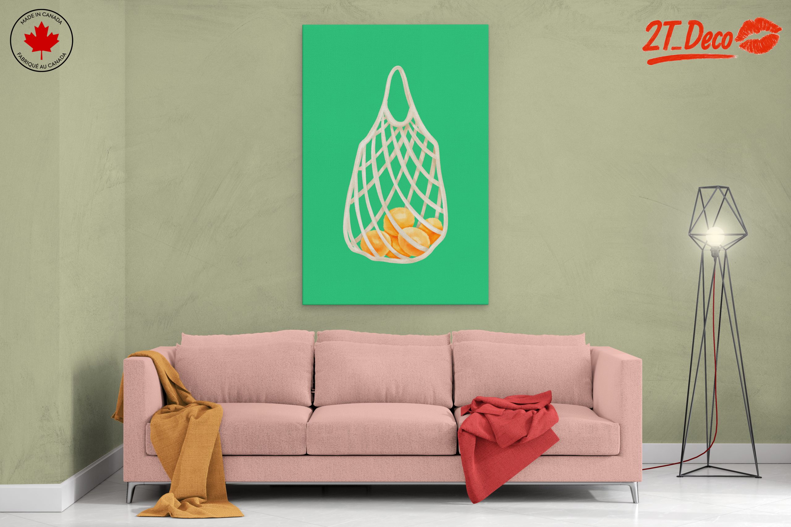 Whimsical Shopping Bag with Oranges Art - Image 2