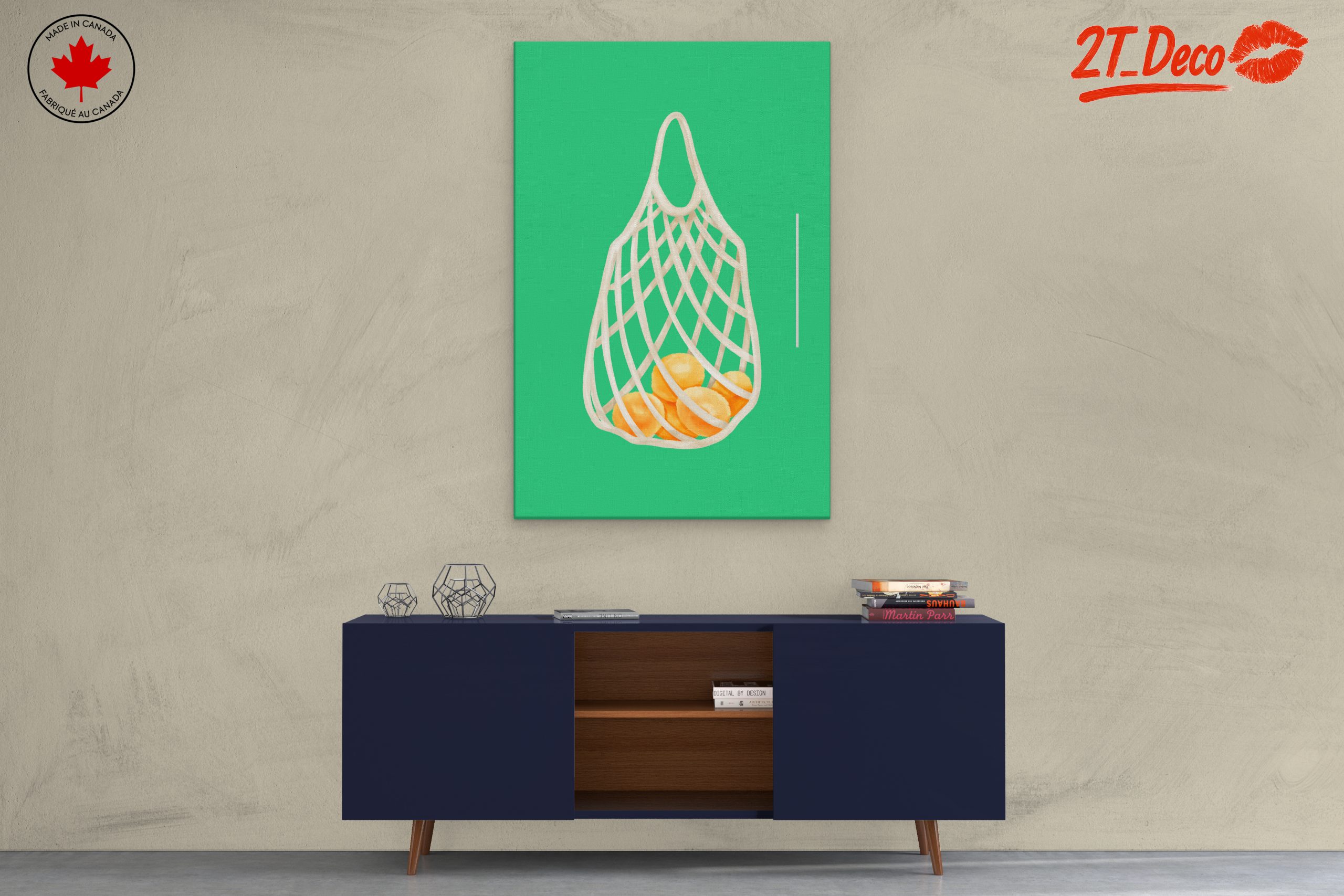 Whimsical Shopping Bag with Oranges Art - Image 3