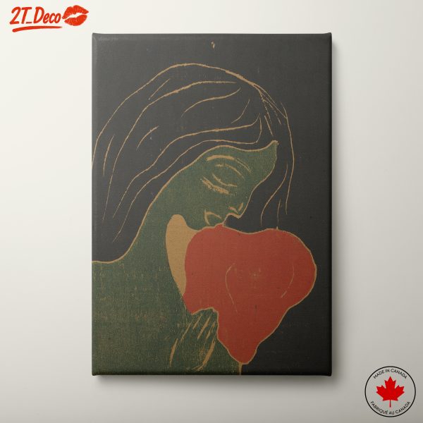 Stylized Portrait Embracing Heart