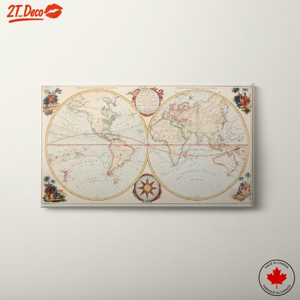 Vintage World Map with Rich Cultural Detail