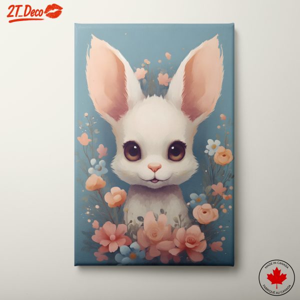 Adorable Rabbit Surrounded by Flowers