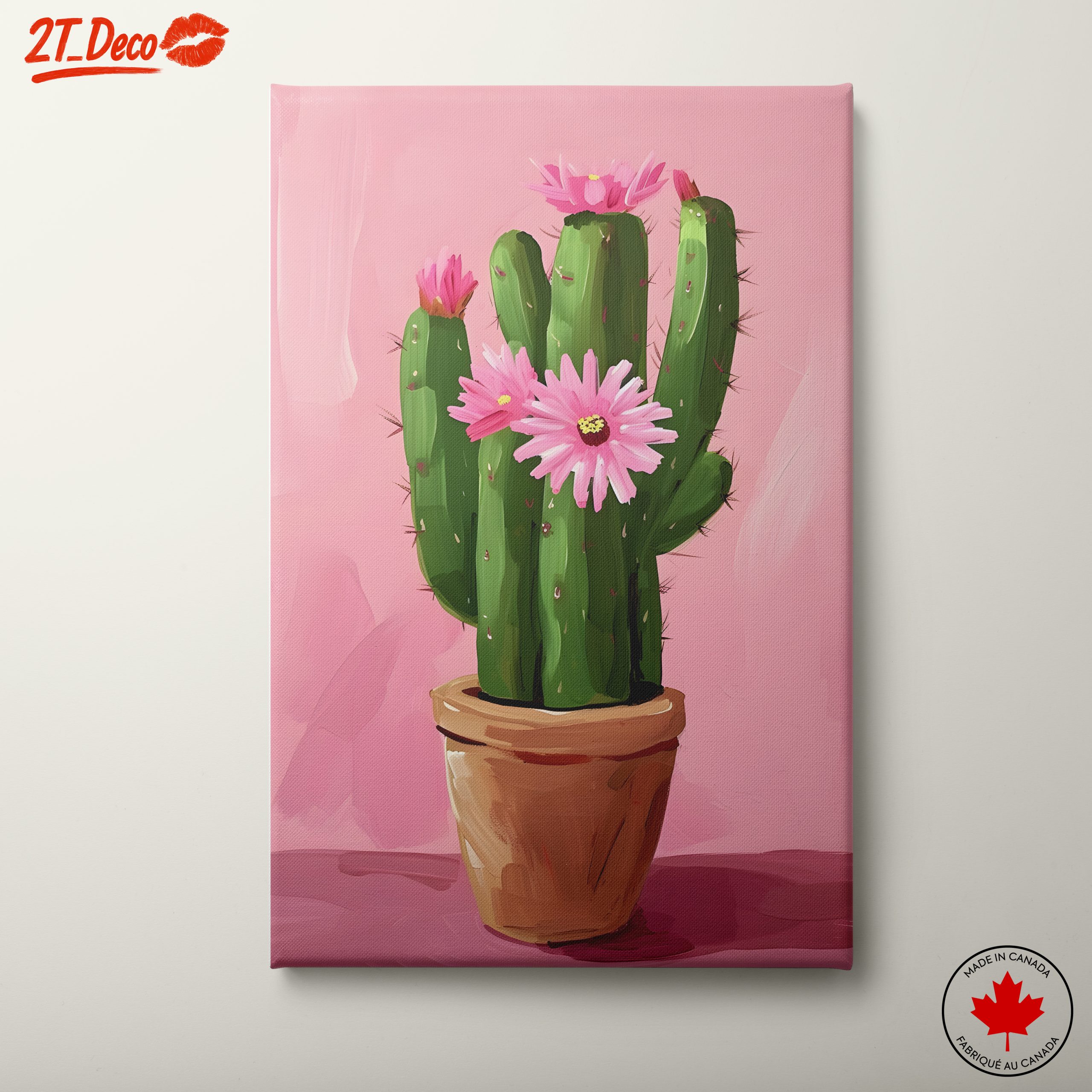 Vibrant Cactus with Pink Flowers