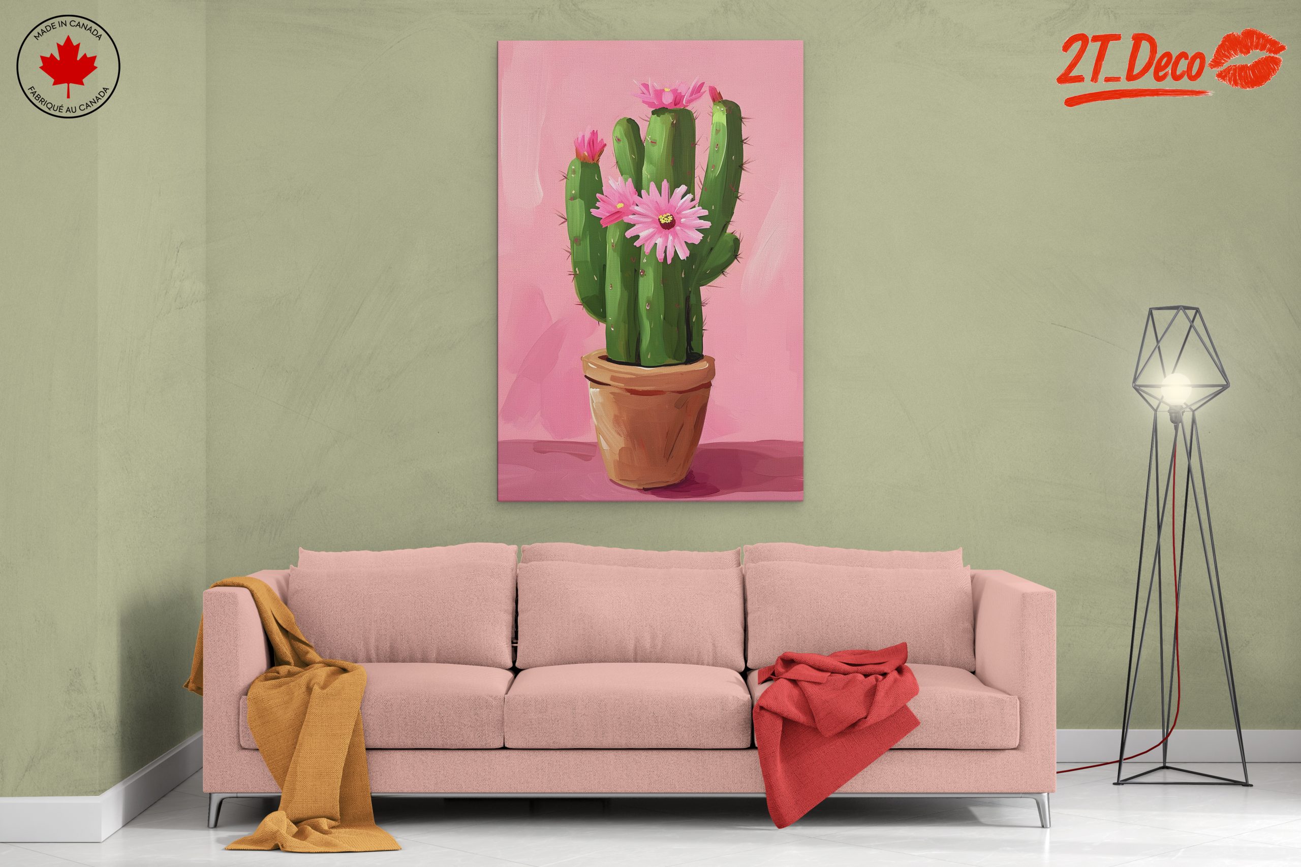 Vibrant Cactus with Pink Flowers - Image 2