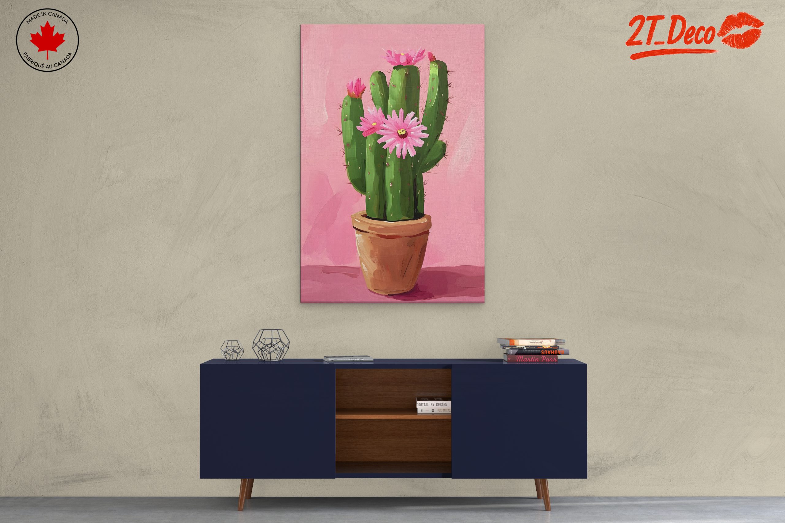 Vibrant Cactus with Pink Flowers - Image 3