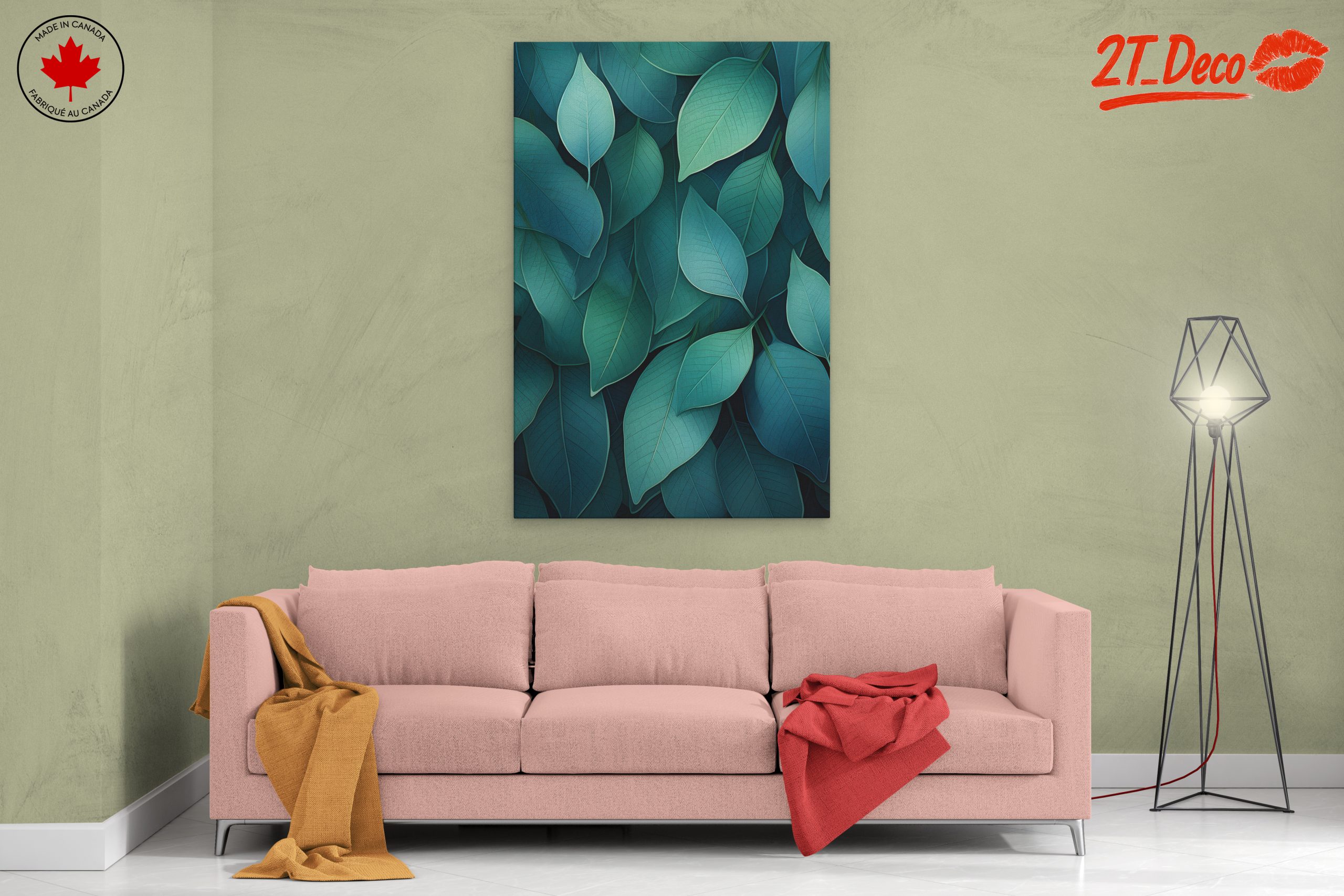 Lush Green Botanical Leaf Art - Image 2