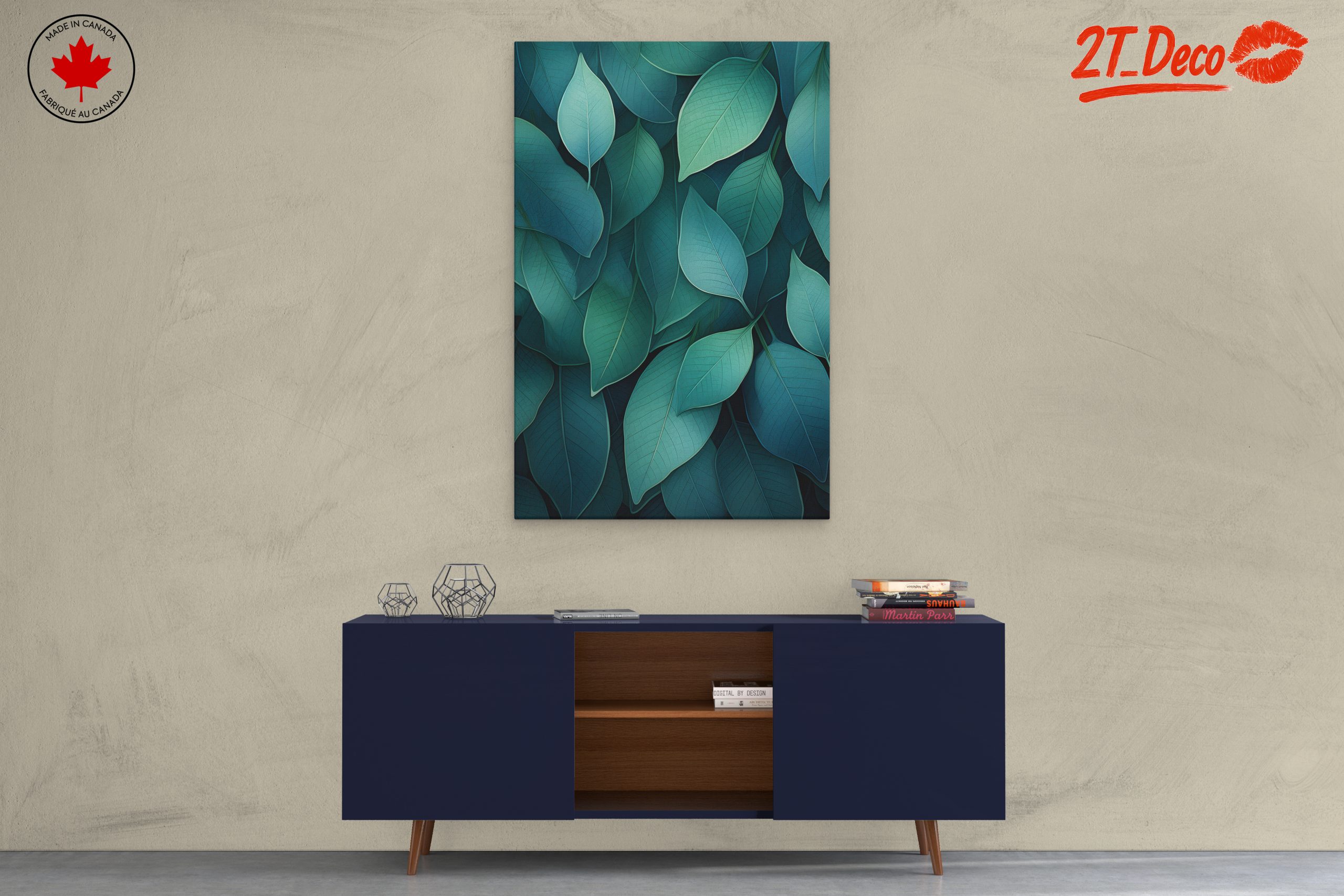 Lush Green Botanical Leaf Art - Image 3