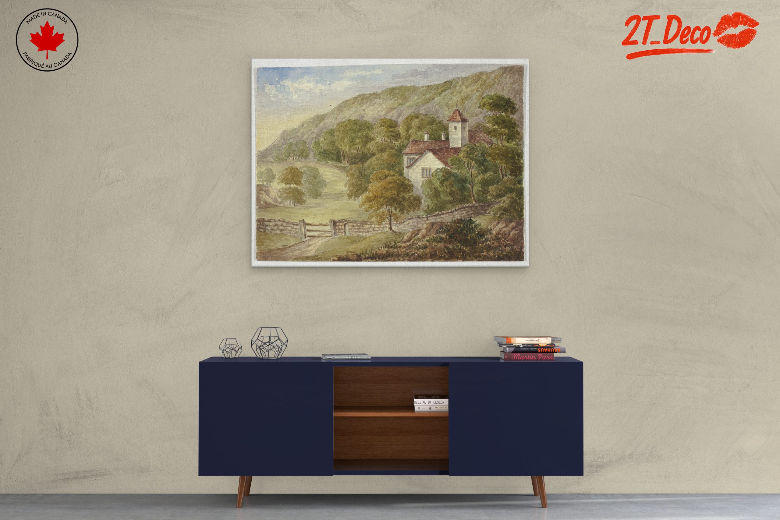 Serene Landscape with House and Mountains - Image 3