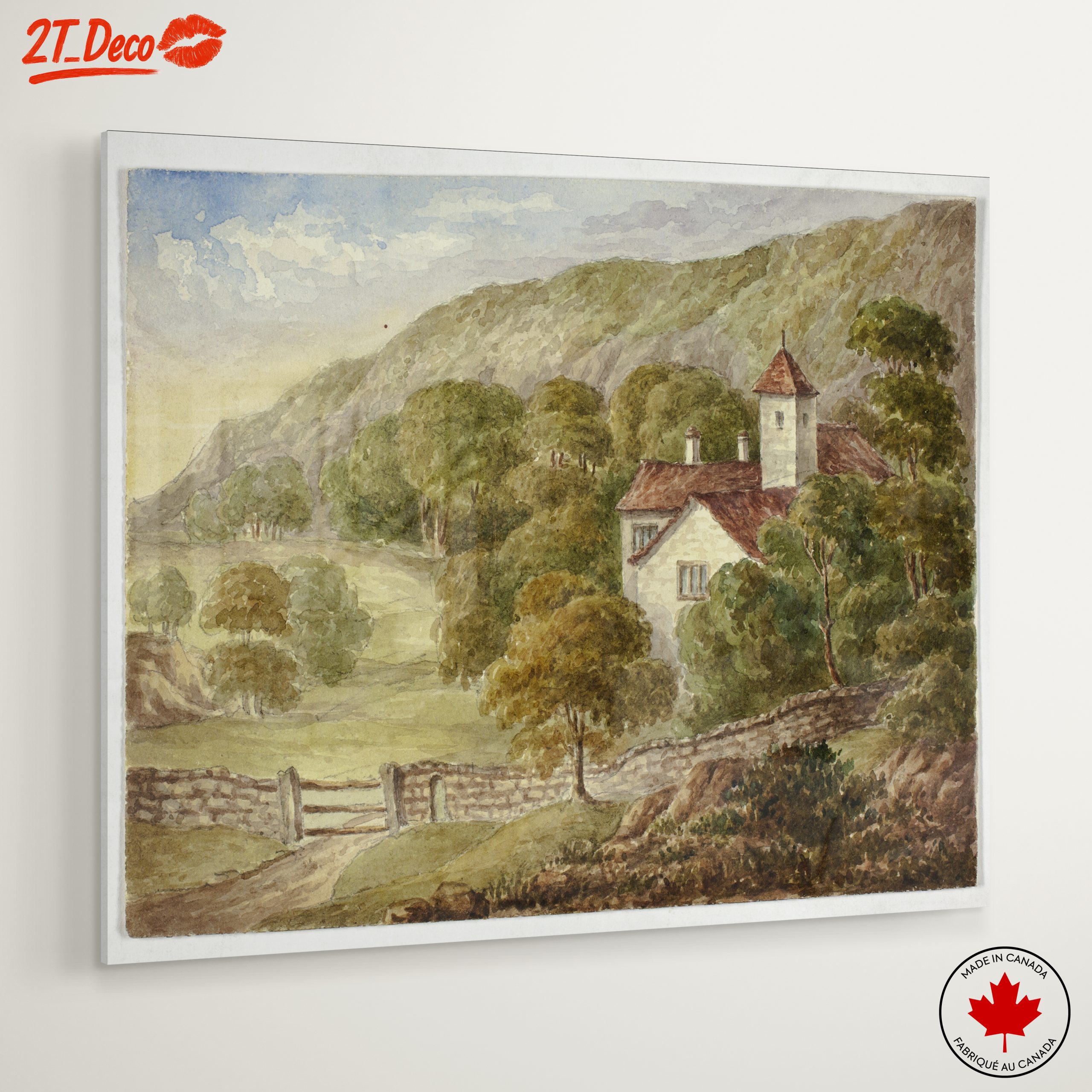 Serene Landscape with House and Mountains - Image 6