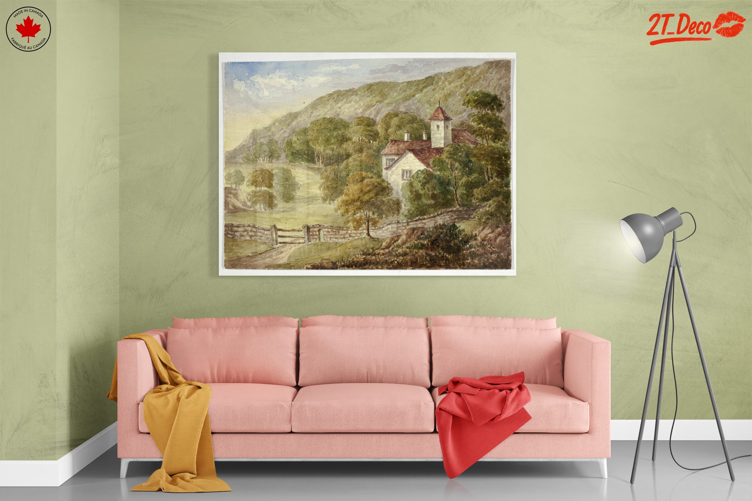 Serene Landscape with House and Mountains - Image 7
