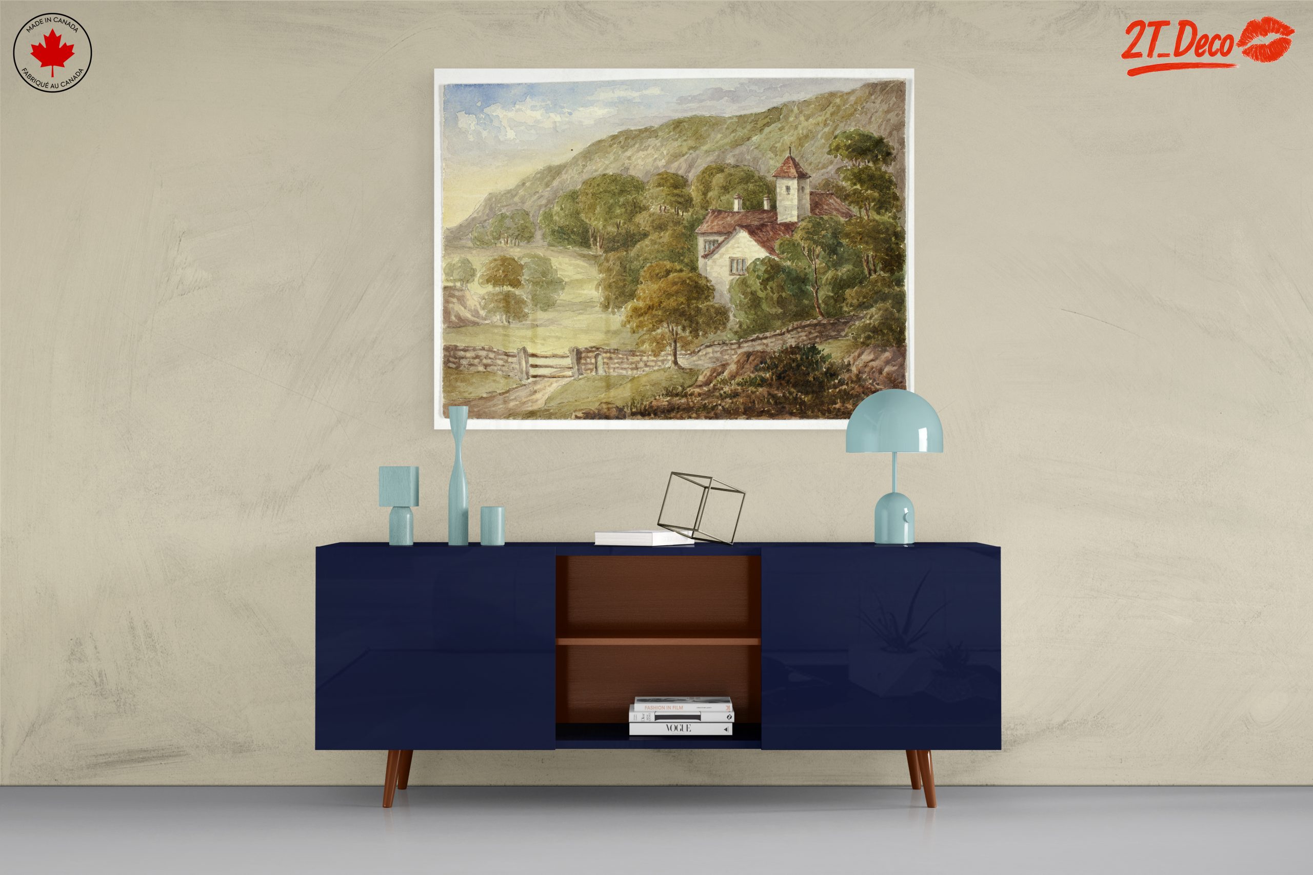 Serene Landscape with House and Mountains - Image 8