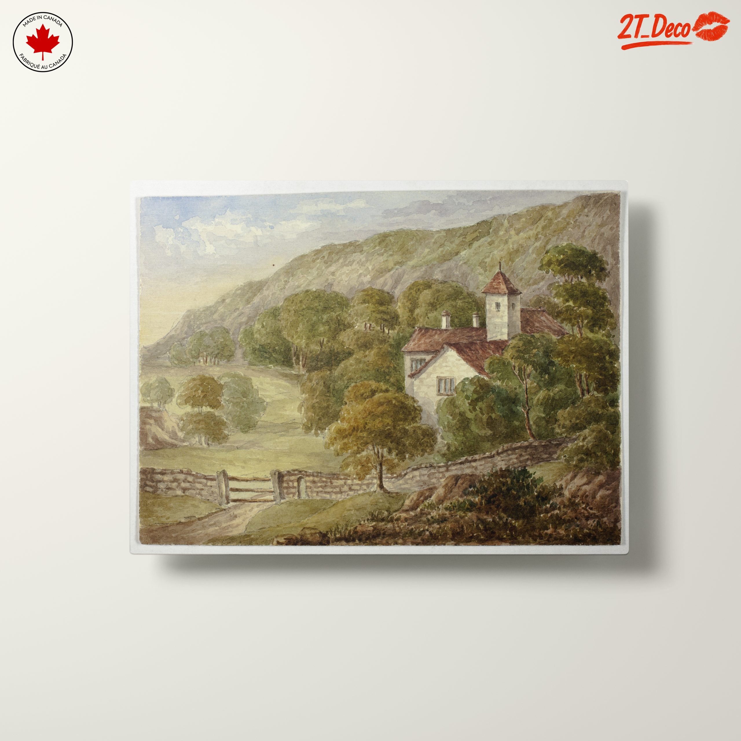 Serene Landscape with House and Mountains - Image 10