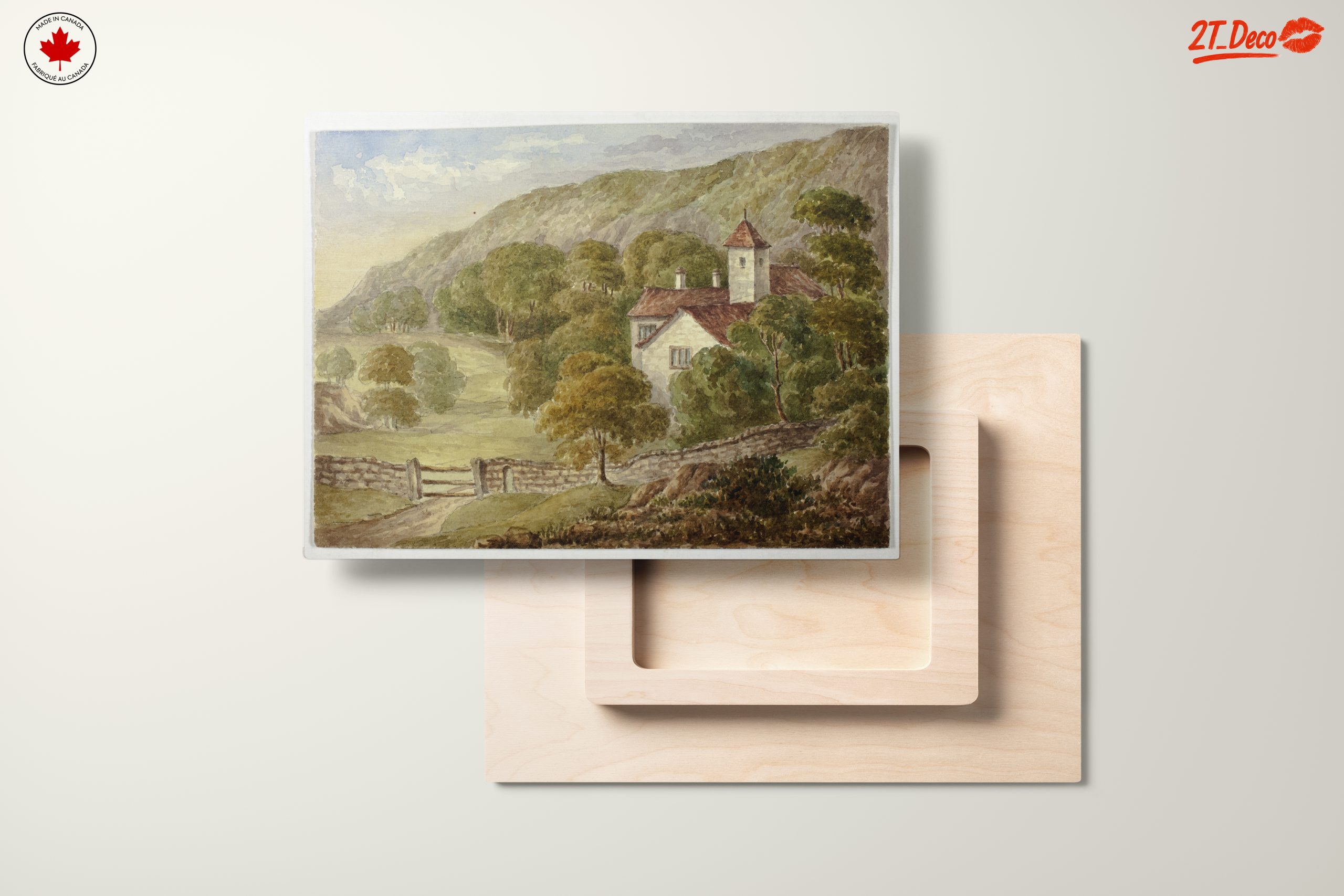 Serene Landscape with House and Mountains - Image 11