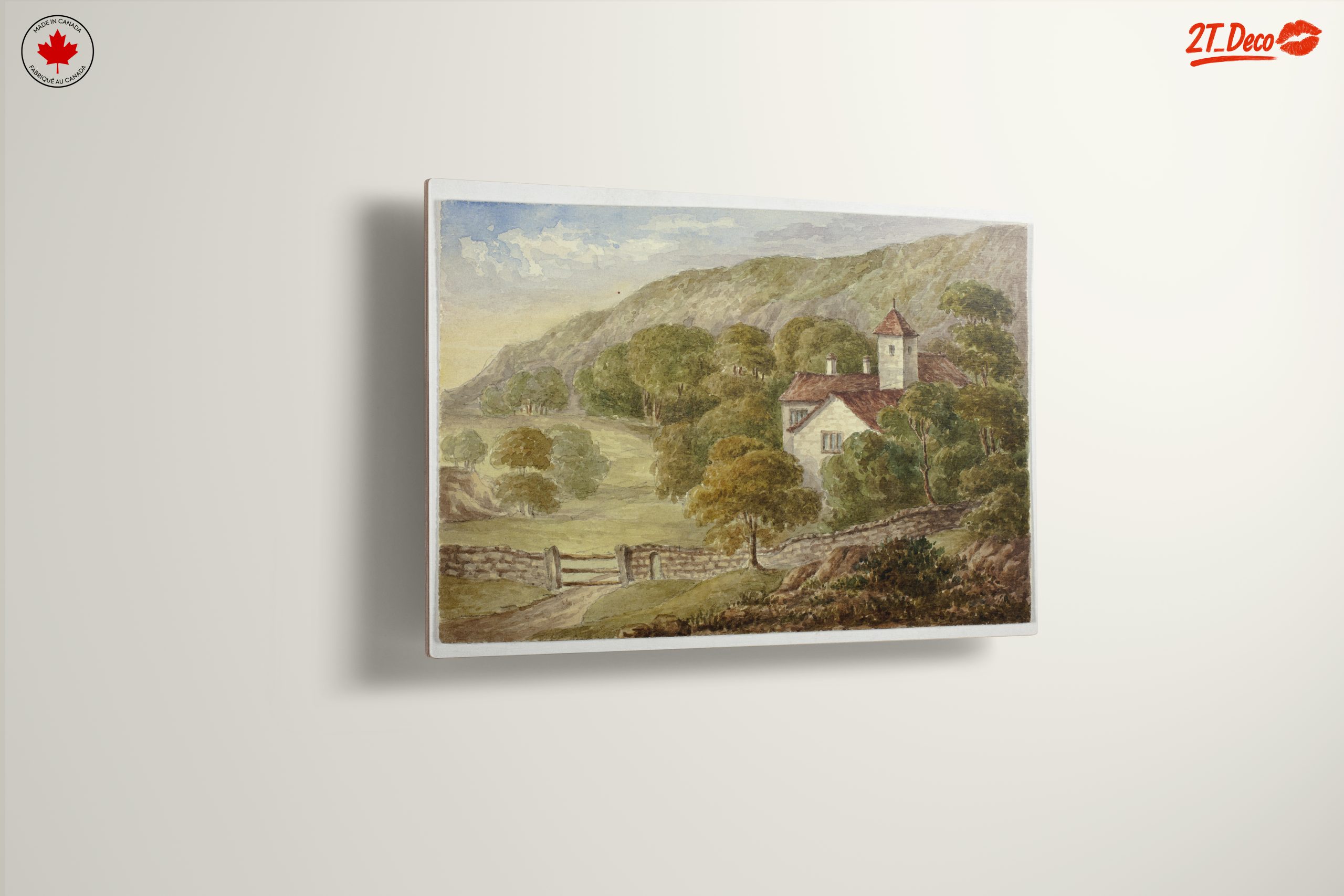 Serene Landscape with House and Mountains - Image 13