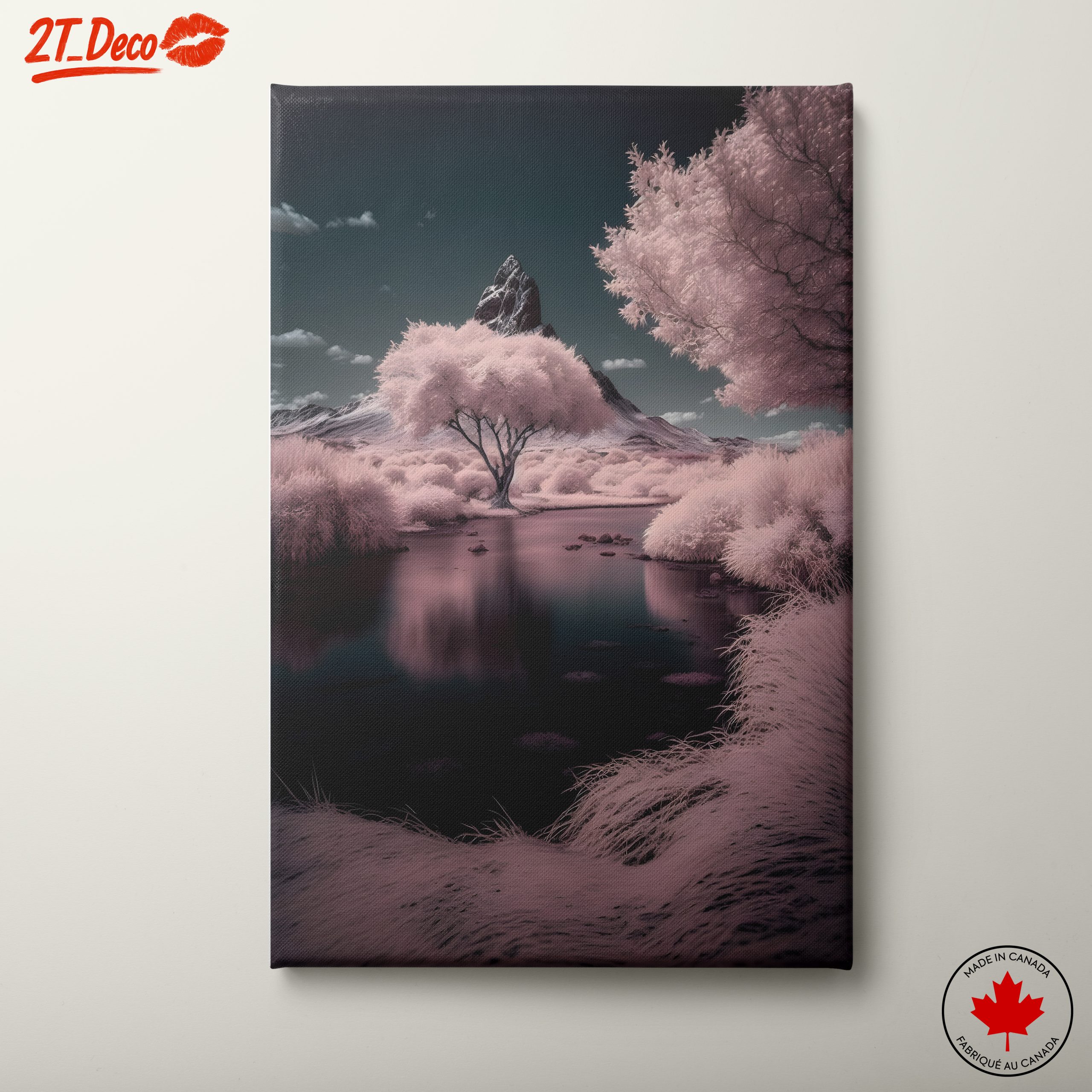 Ethereal Abstract Landscape with Pink Trees