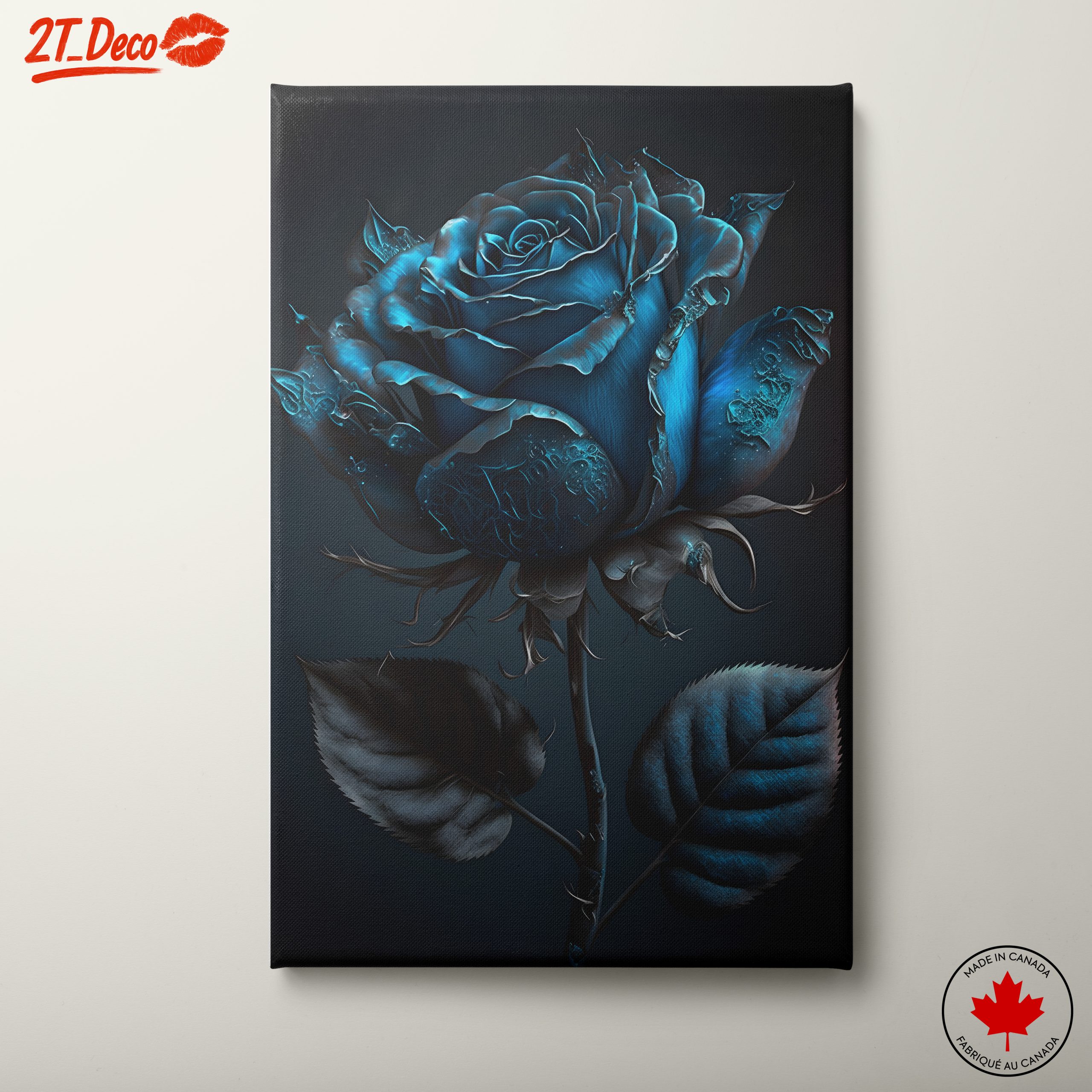 Stylish Blue Rose Botanical Art