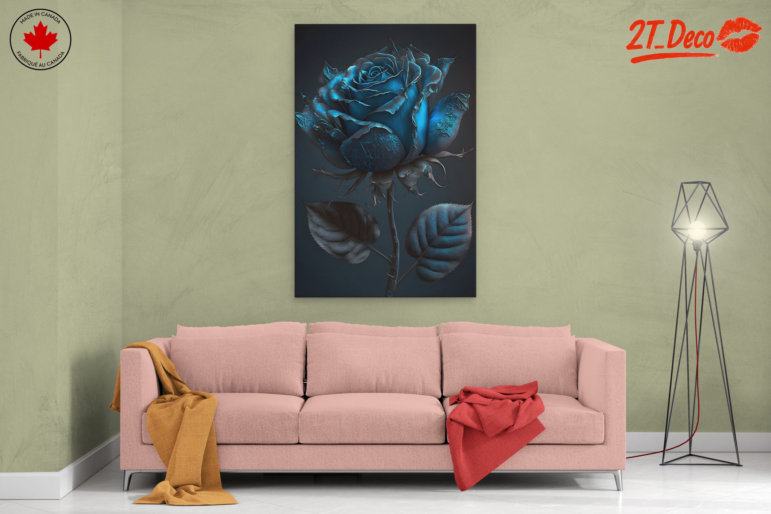 Stylish Blue Rose Botanical Art - Image 2