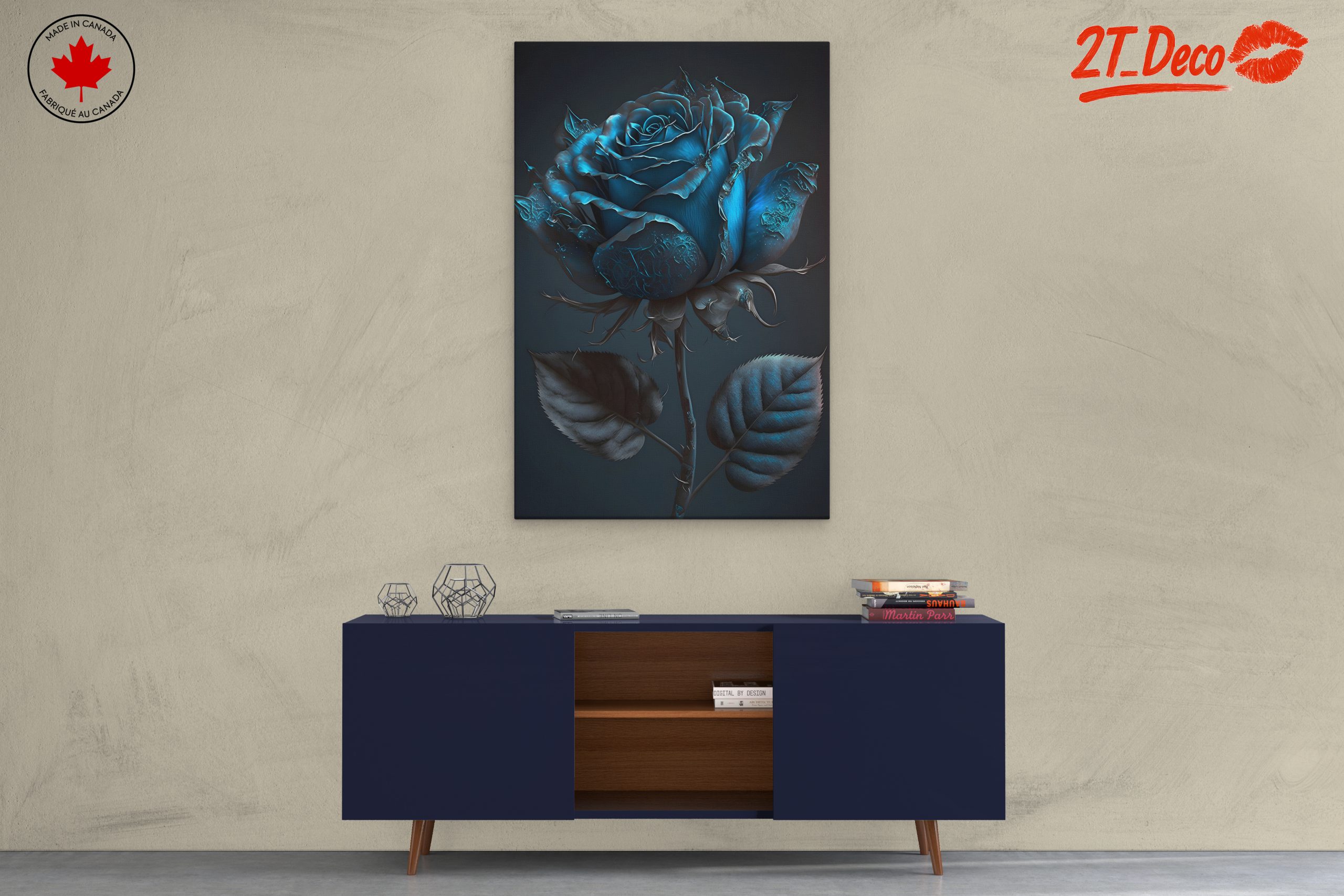 Stylish Blue Rose Botanical Art - Image 3