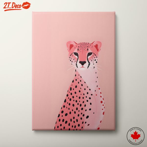 Stylized Leopard Artwork in Soft Pink