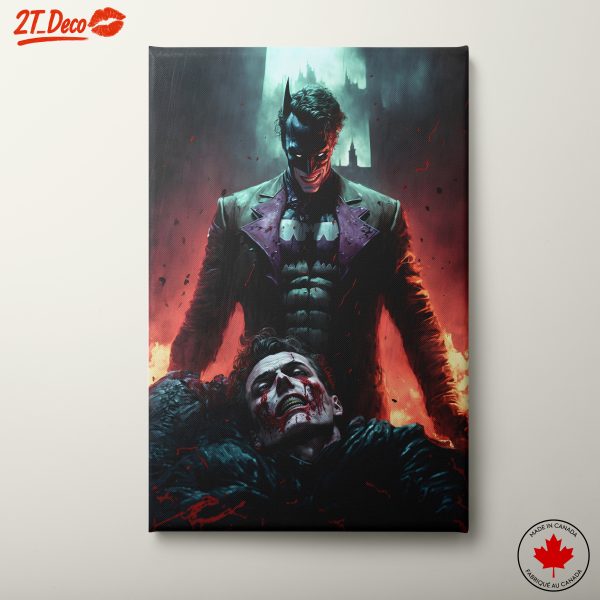 Dramatic Joker and Batman Confrontation Artwork