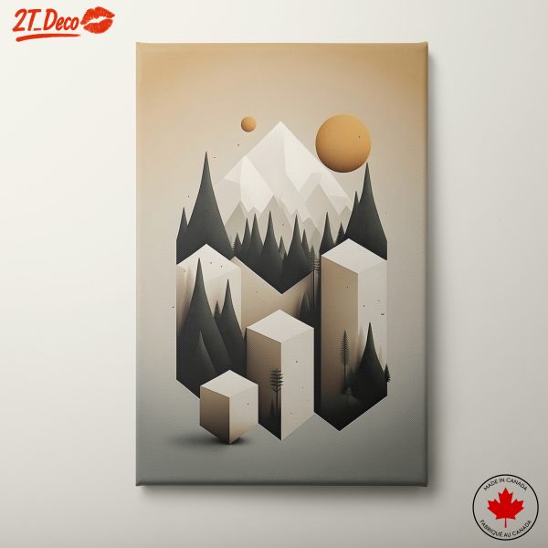 Geometric Abstract Landscape with Mountains