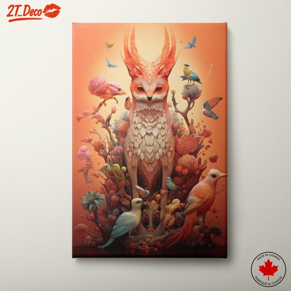 Fantasy Animal Sculpture with Colorful Birds