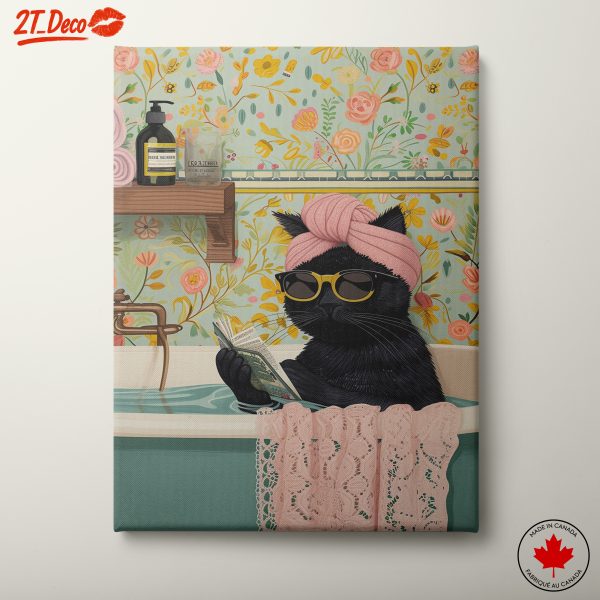 Relaxing Cat in Bathtub Art