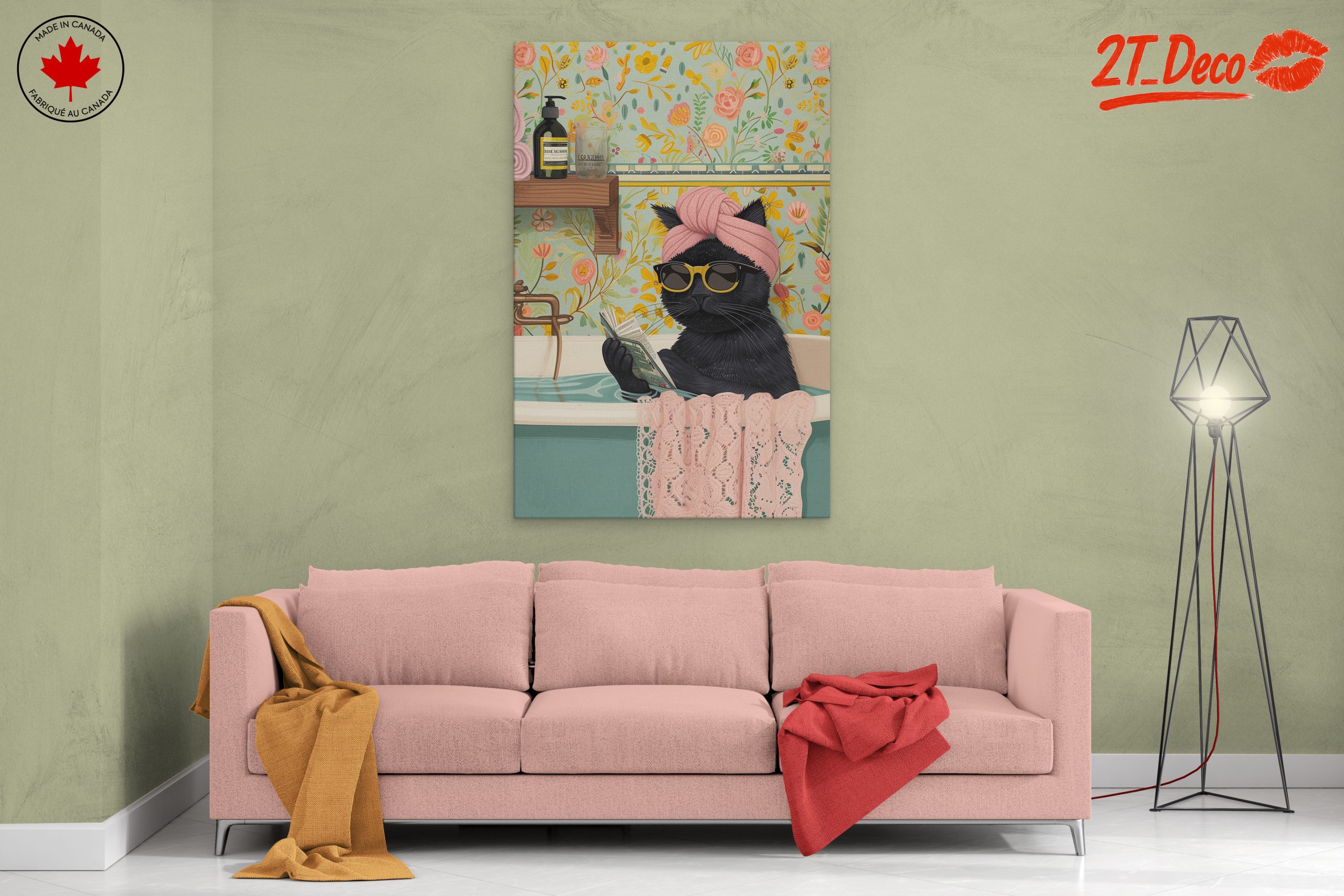 Relaxing Cat in Bathtub Art - Image 2