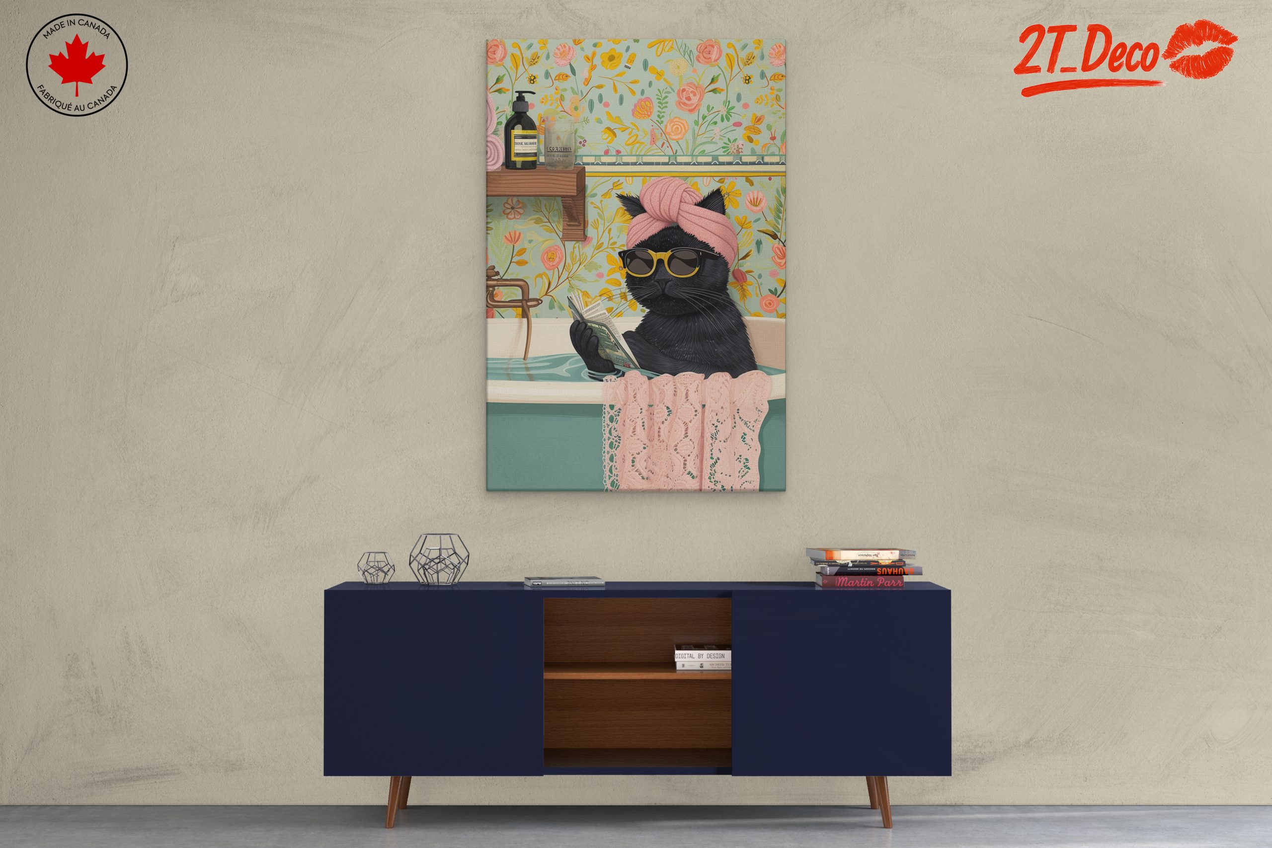 Relaxing Cat in Bathtub Art - Image 3