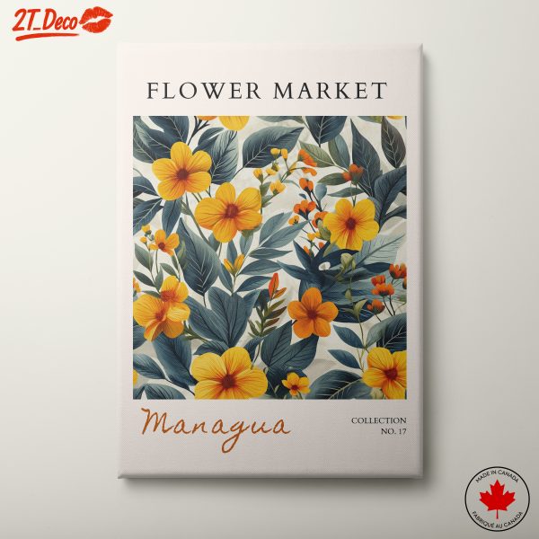 Flower Market Artwork Featuring Tropical Blooms