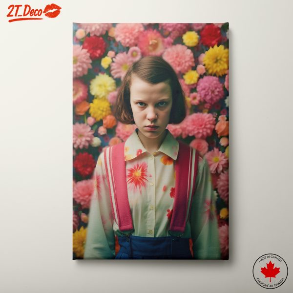 Modern Portrait Art Featuring Floral Background