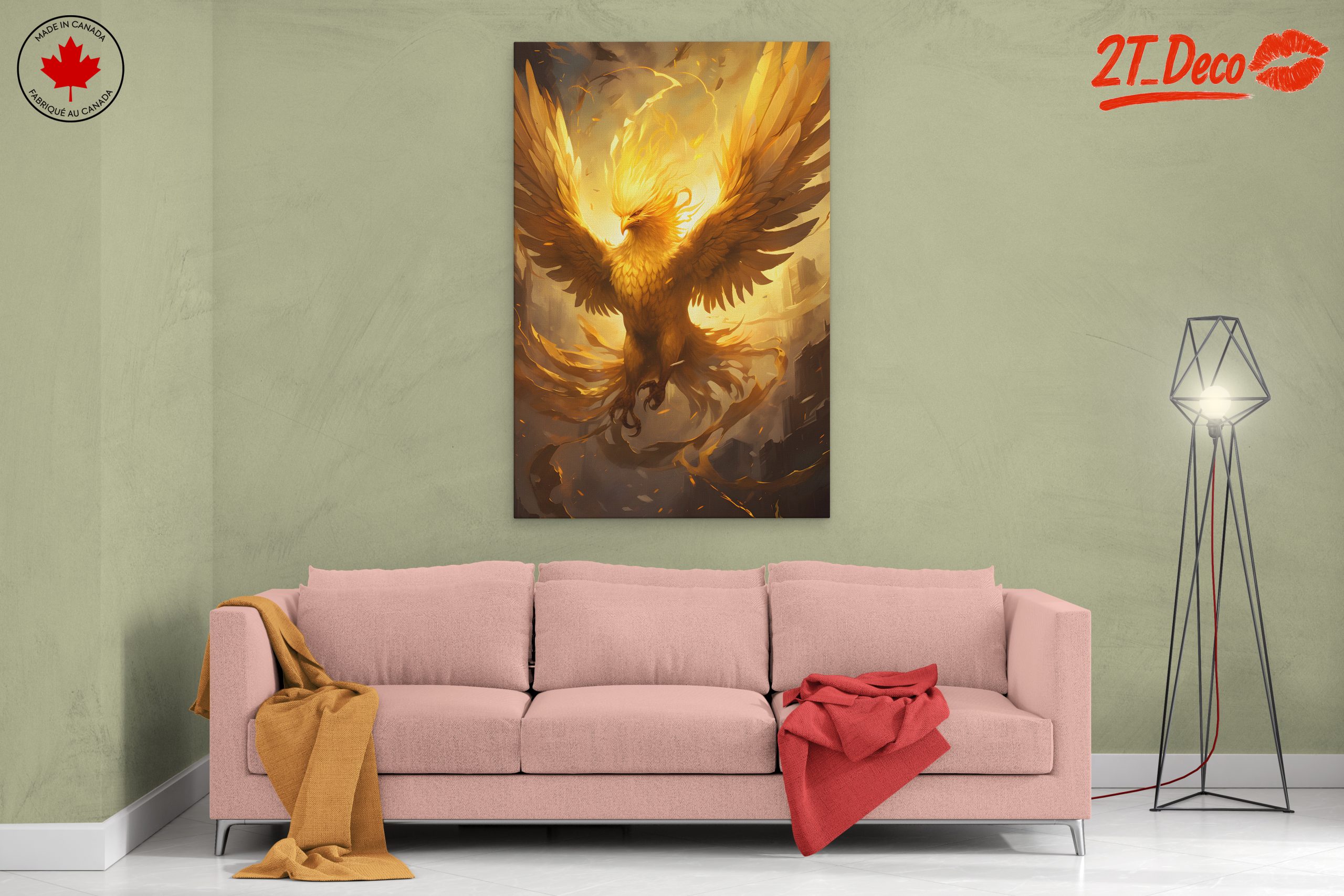 Golden Phoenix Rising in Mythical Art - Image 2