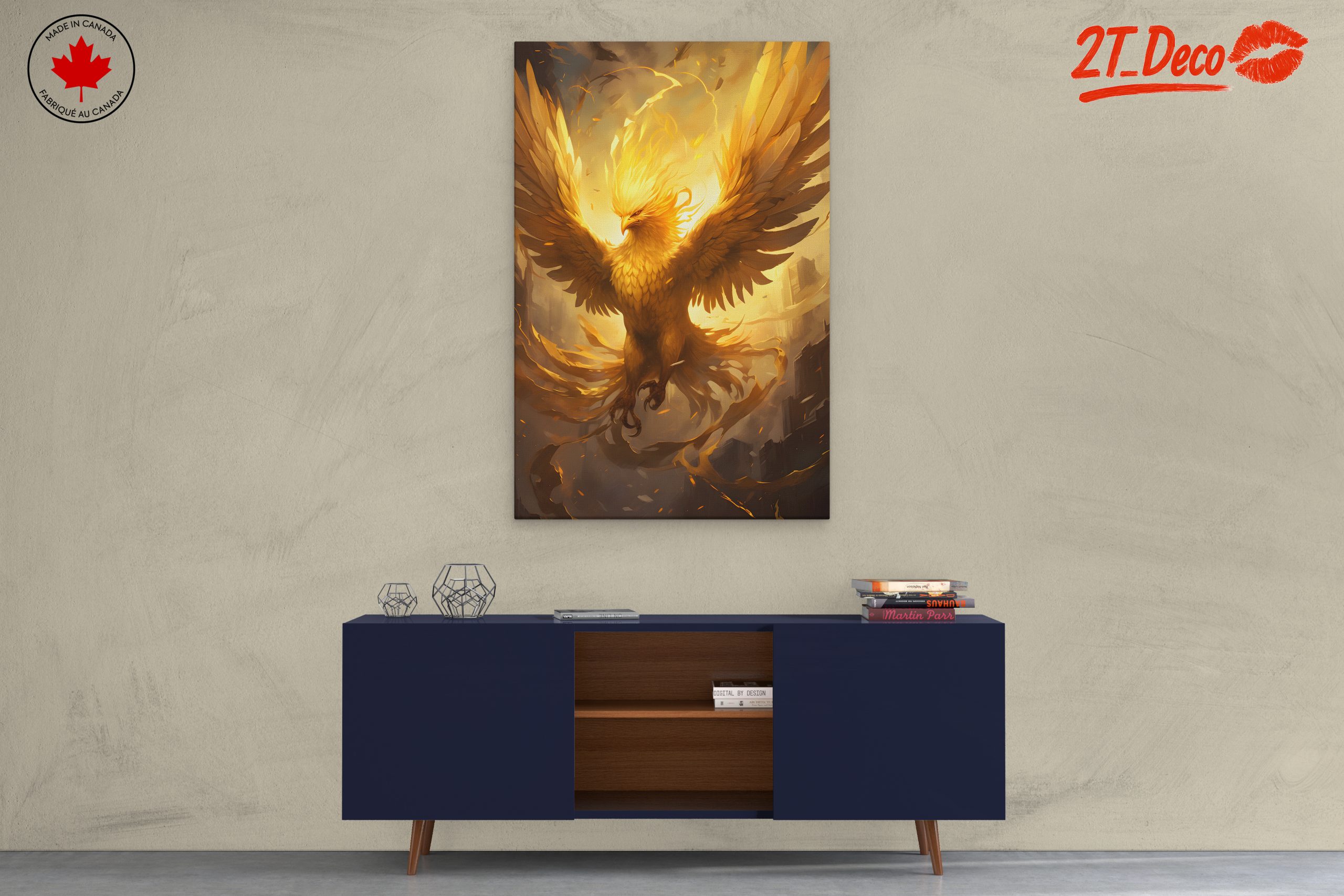 Golden Phoenix Rising in Mythical Art - Image 3