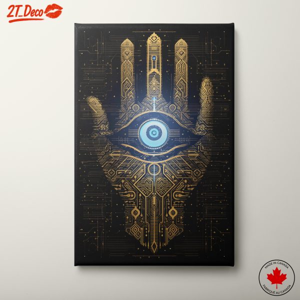 Celestial Abstract Design with Eye and Technological Patterns