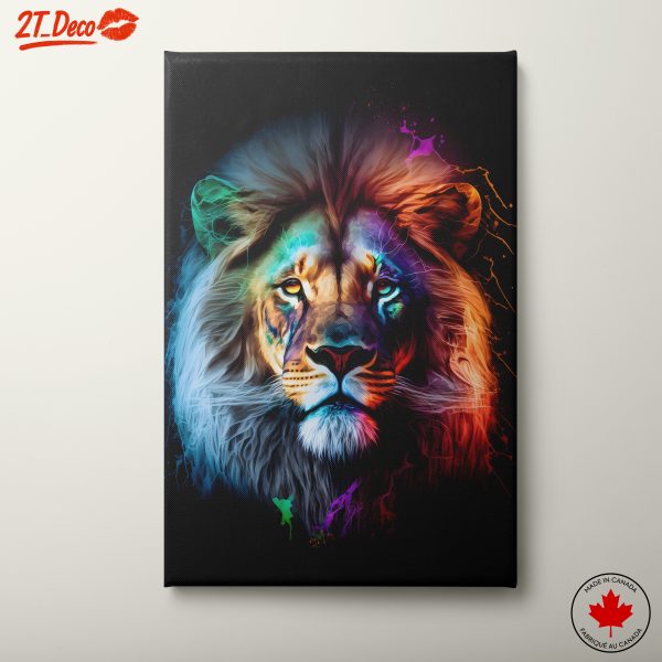 Vibrant Lion Illustration with Colorful Effects