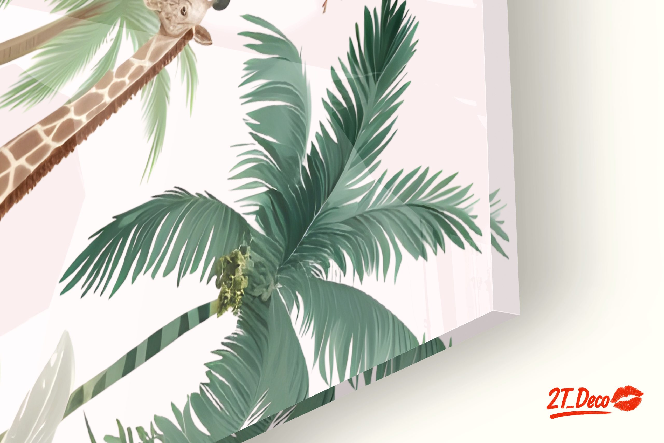 Tropical Whimsical Animal Art with Elephant and Giraffe - Image 9