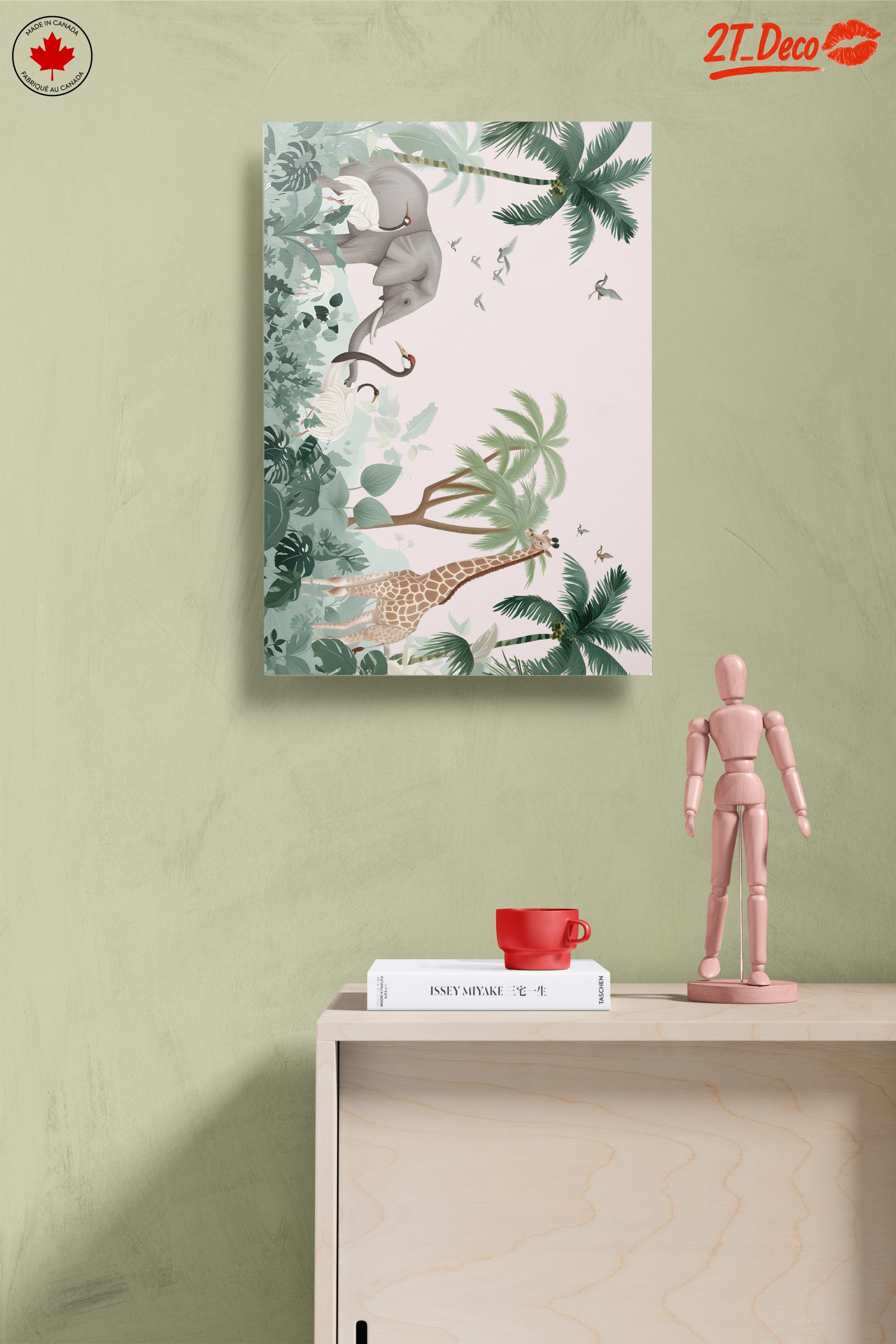 Tropical Whimsical Animal Art with Elephant and Giraffe - Image 14