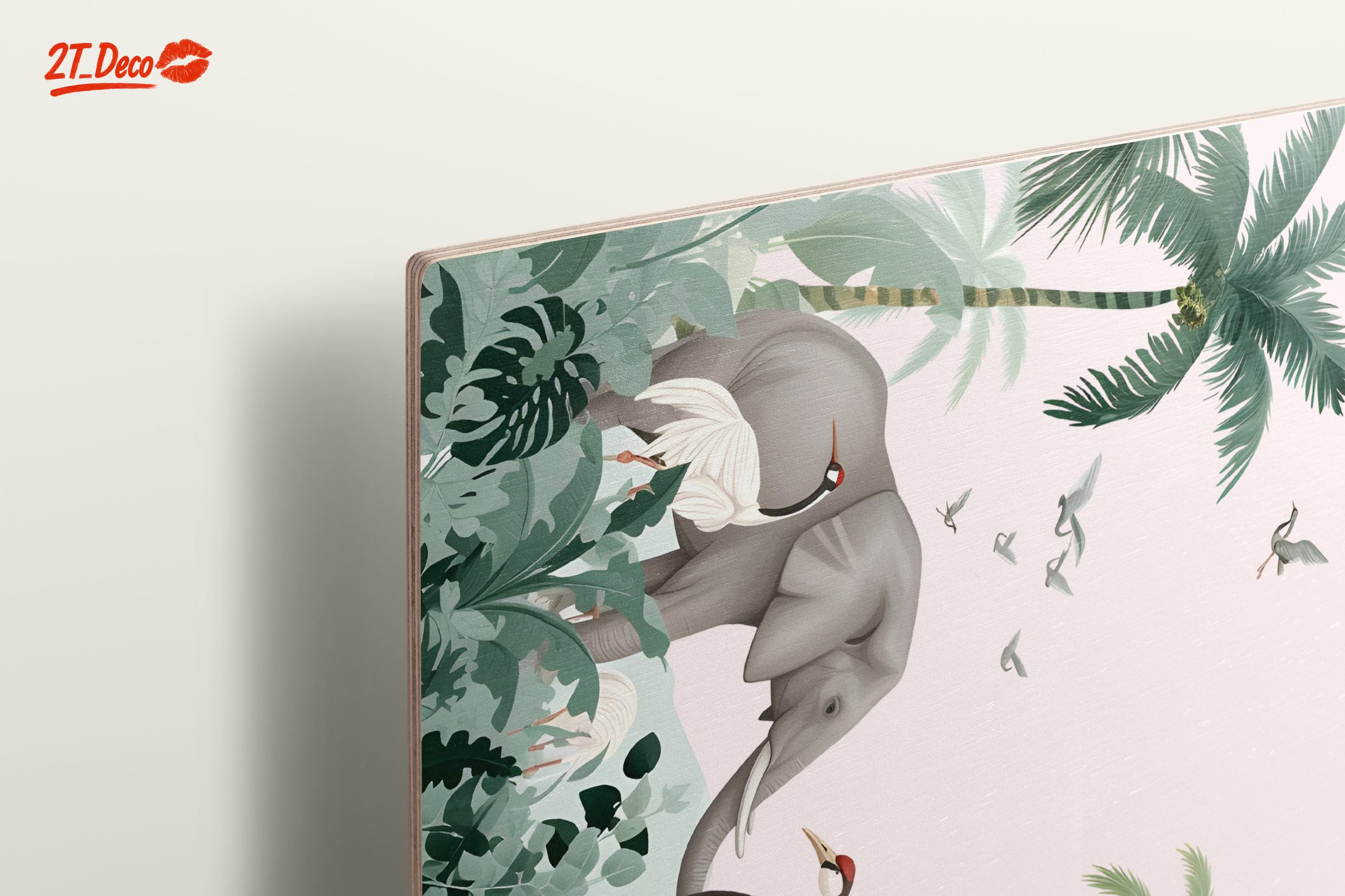 Tropical Whimsical Animal Art with Elephant and Giraffe - Image 15