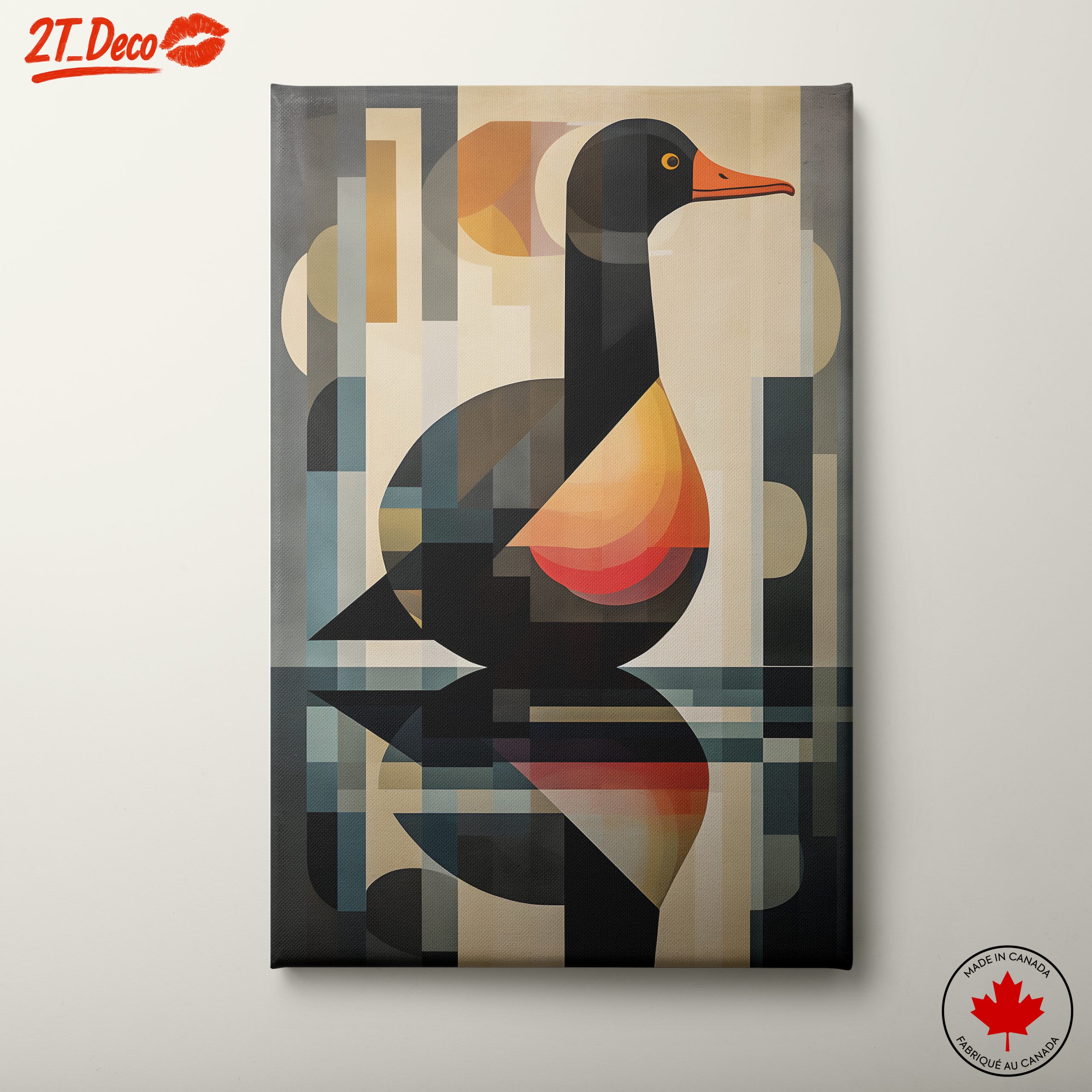 Geometric Bird Artwork with Vibrant Color Palette